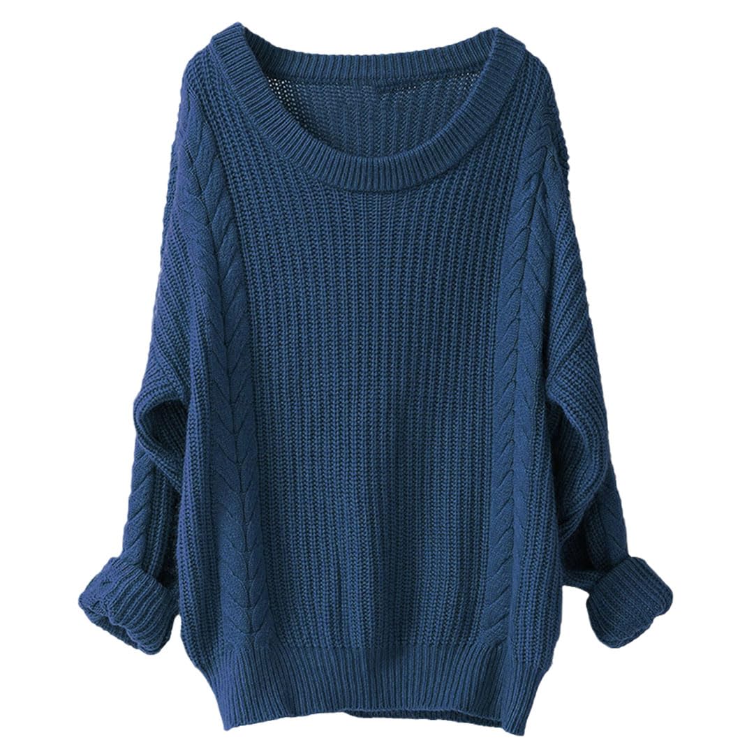 Vogrtcc Top da Donna in Maglione Pullover Lavorato A Maglia Girocollo Oversize A Maniche Lunghe