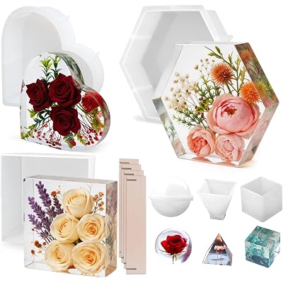 YOILES 3PCS Resin Molds Silicone,Epoxy Resin Casting Craft Mold for Flower Preservation Bookends DIY Art (3)