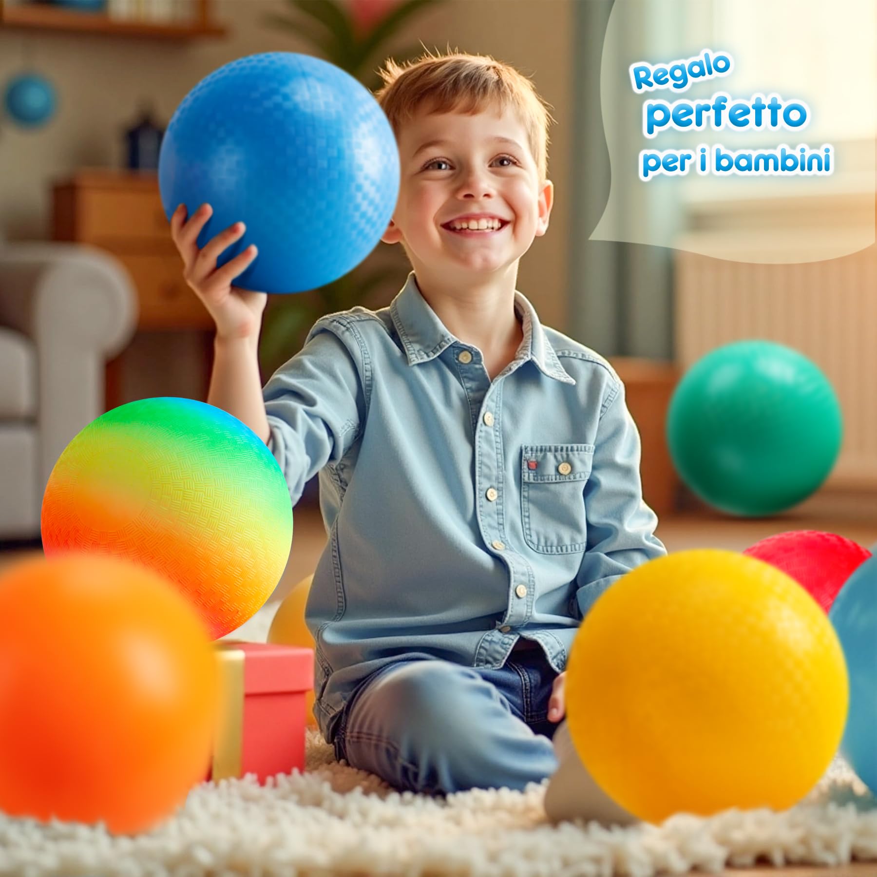 U&C Planet Confezione da 6/12 palloni da gioco da 8,5 pollici Set di palloni da calcio Palla prigioniera con pompa Gaga Ball Pallamano Soft Boucy Balls Bambini Palle arcobaleno