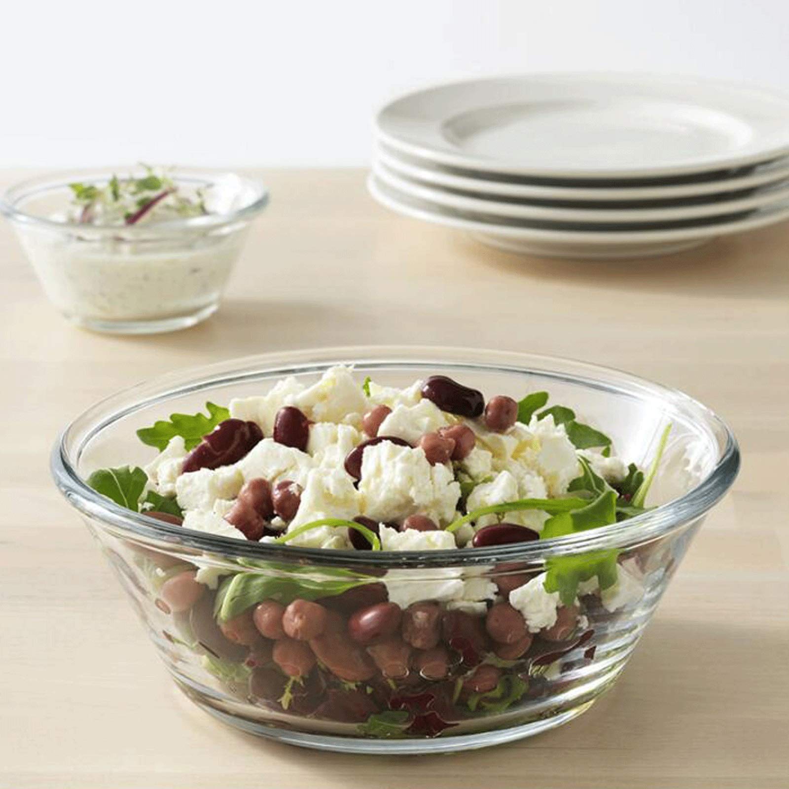 Bol Bol à Soupe de Bol à Salade de Verre de ménage 2 pièces 20 * 7cm Bol en Verre Transparent Bol de Grain léger et Durable adapté au Four et au Micro-Ondes