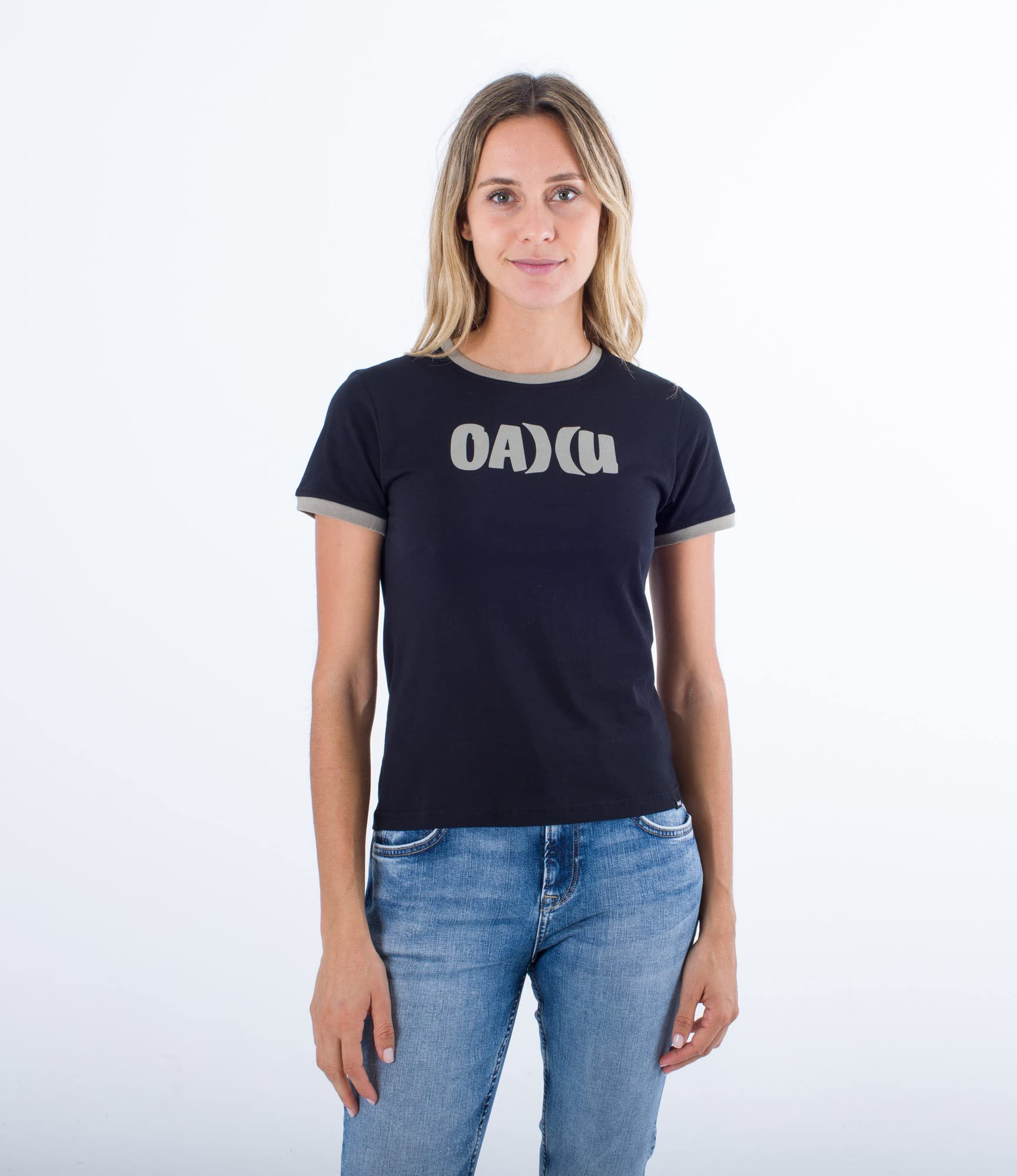 Hurley Women's W Oceancare Aloha Ss Tee T-Shirt, Black, M