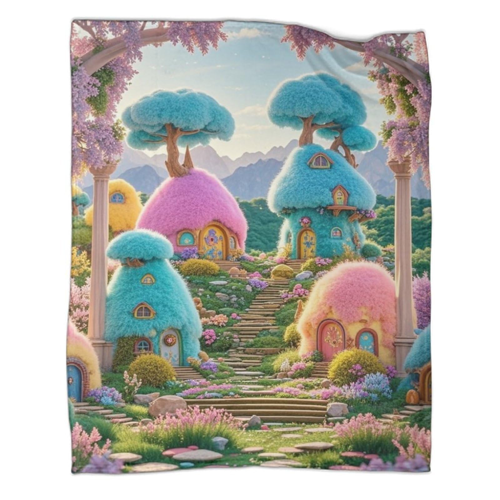 Plaids pour les jambes chauds et doux Fairytale Cottage | Couverture de canapé hiver