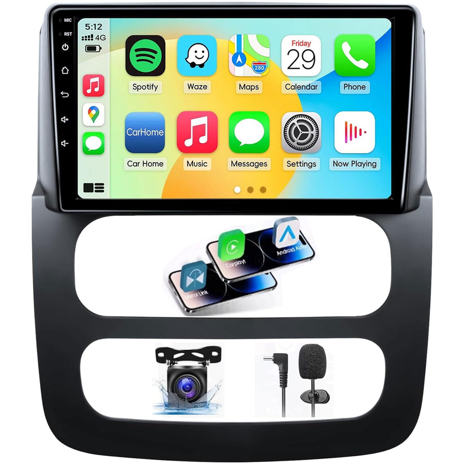 Photo 1 of [4+64G] Android 13 Car Stereo with Wireless Apple Carplay & Android Auto for Dodge Ram 1500 2500 3500 2003 2004 2005 9" Touchscreen Radio Upgrade with AHD Camera,GPS Navigation,SWC,WiFi,FM,Bluetooth
