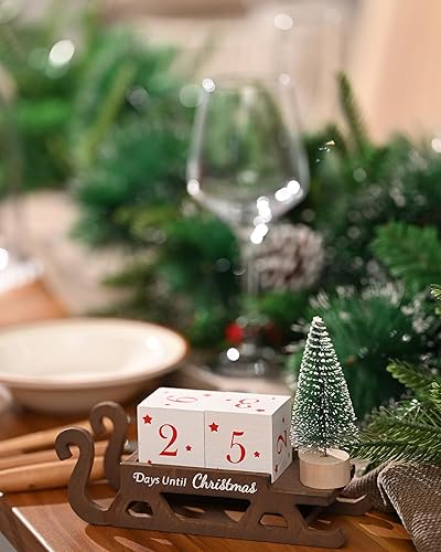 Bloques de cuenta regresiva de Navidad, calendario de Adviento de 25 días hasta la cuenta regresiva de Navidad, decoración de árbol de Navidad,