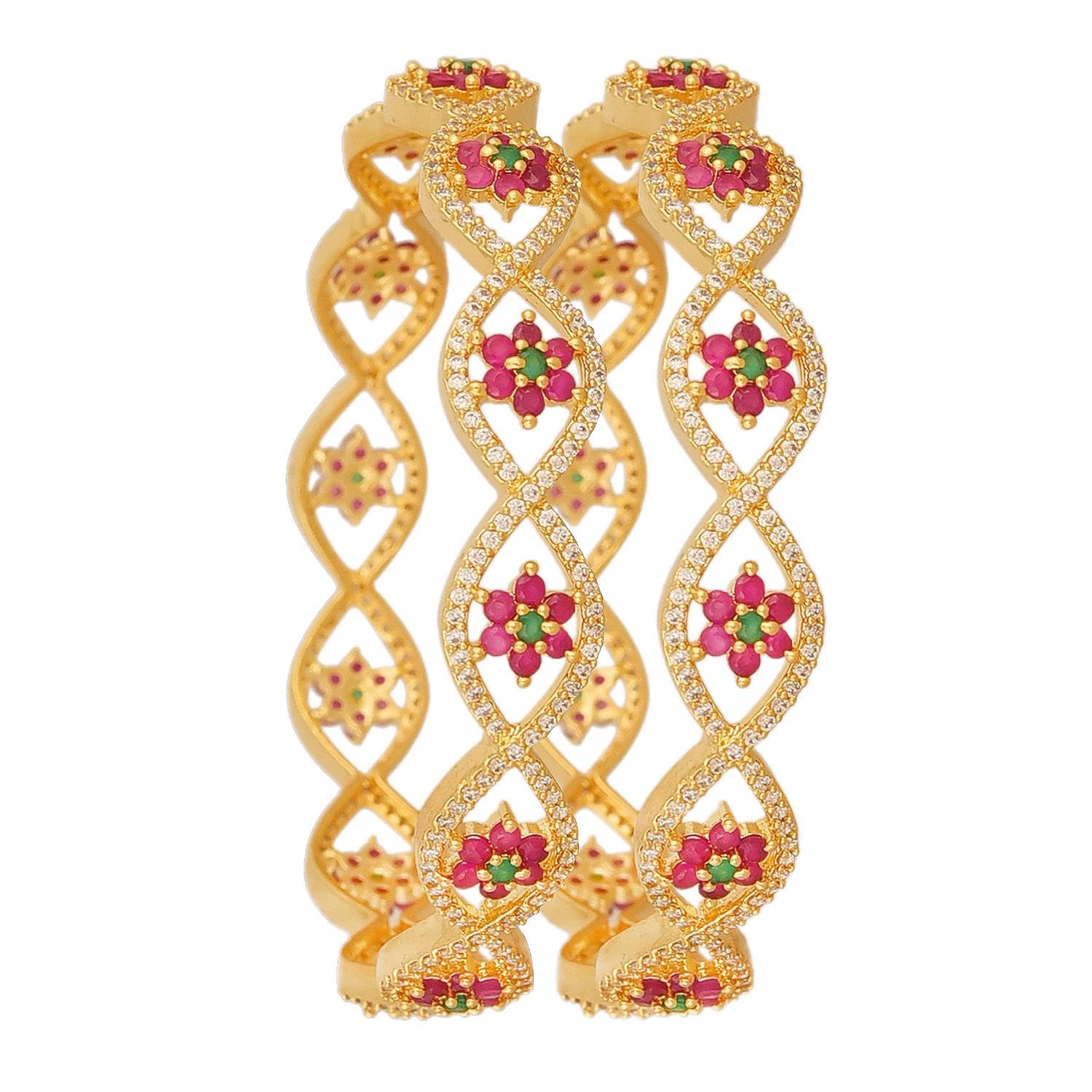 See full amazon price history chart for Ratnavali Jewels Gold Plated Traditional Round Red Green American Diamond CZ Floral Bangles Set for Women/Girls-2.4 Ratnavali Jewels Gold Plated Traditional Round Red Green American Diamond CZ Floral Bangles Set for Women/Girls-2.4 (B0CW3MBRBK) Amazon Price History, Amazon Price Tracker