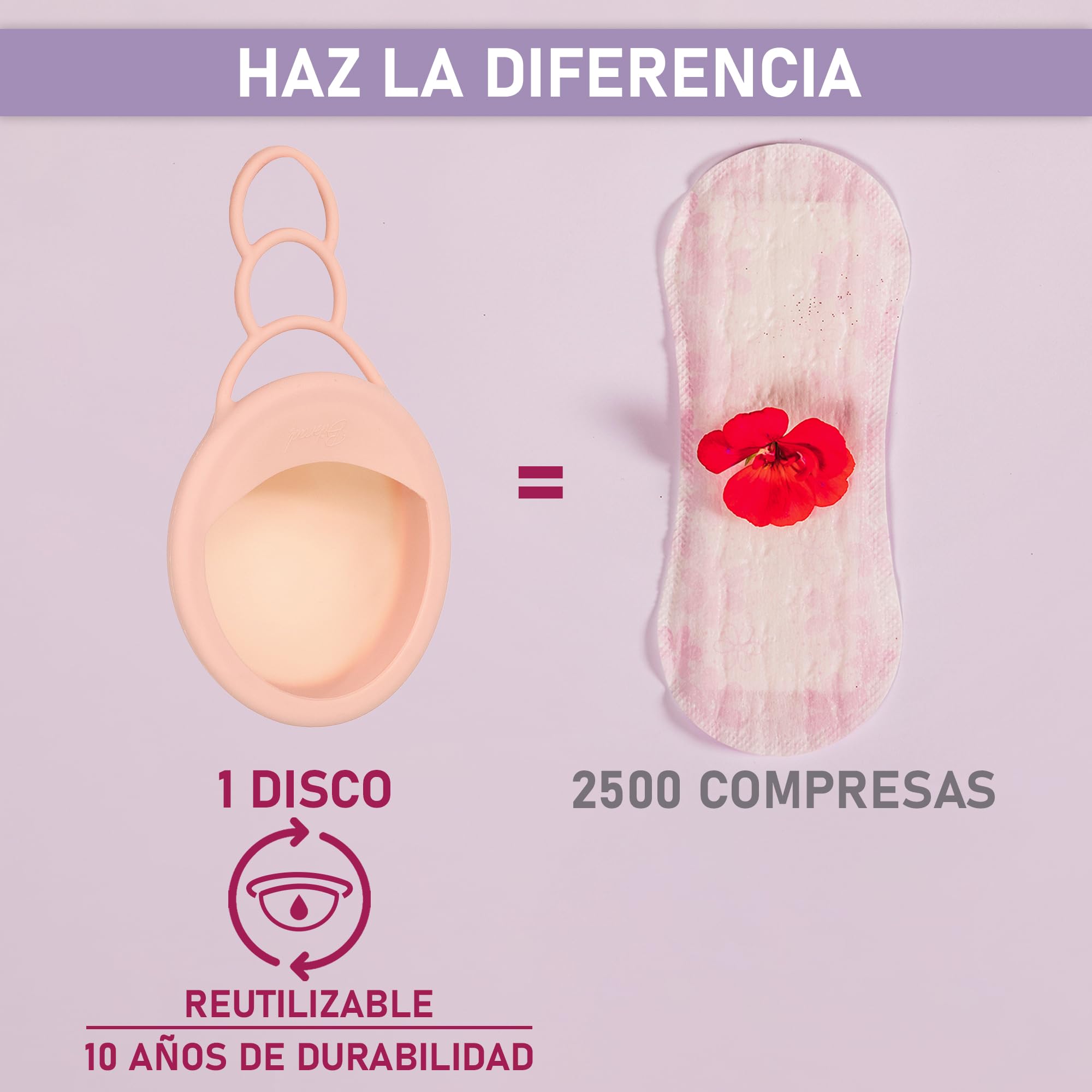 Disque menstruel Bibrad avec zone anti-goutte, poignée réglable et capacité de stockage accrue, 2 disques menstruels taille S et L, stérilisateur, sac et manuel (S-L DISC)