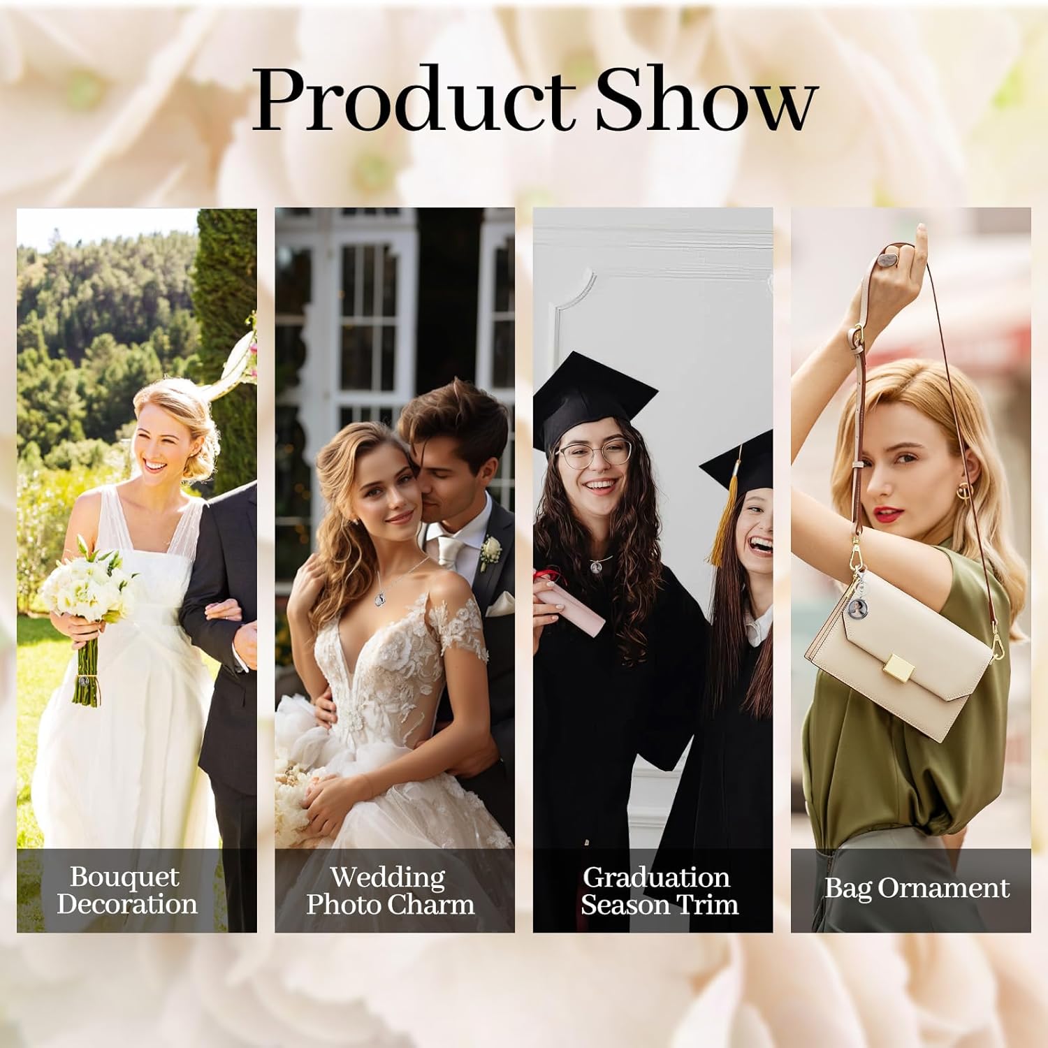 WANDIC Memory Locket Charms, Round Mixed Colored Electroplated Crystal Picture Frame Bouquet Charm, Living Floating Memory Locket for 2 Photos - Image 7