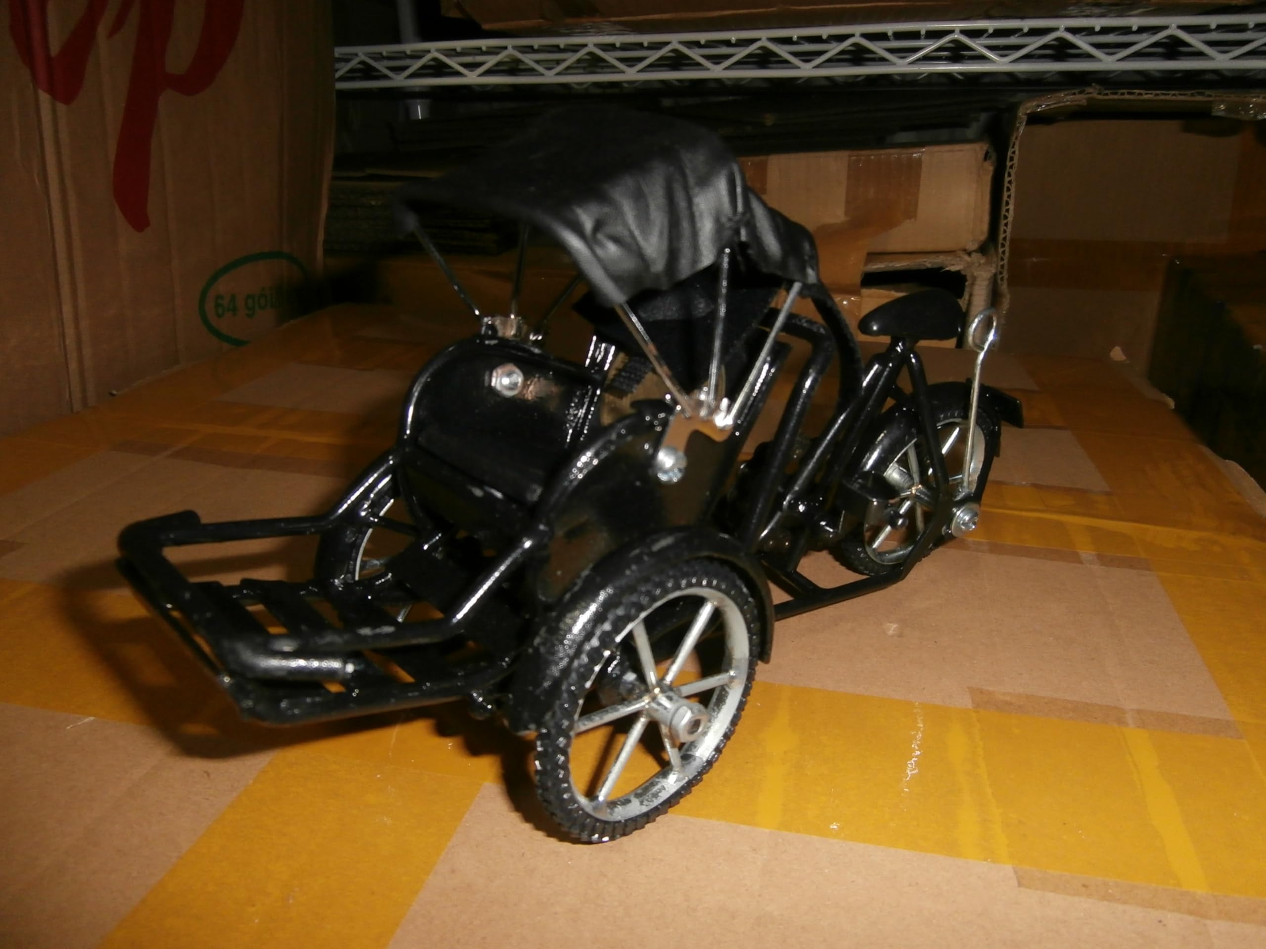 Vietnamese Traditional Transportation Black Color Metal Tricycle Fully Assembly and Ready for Display,