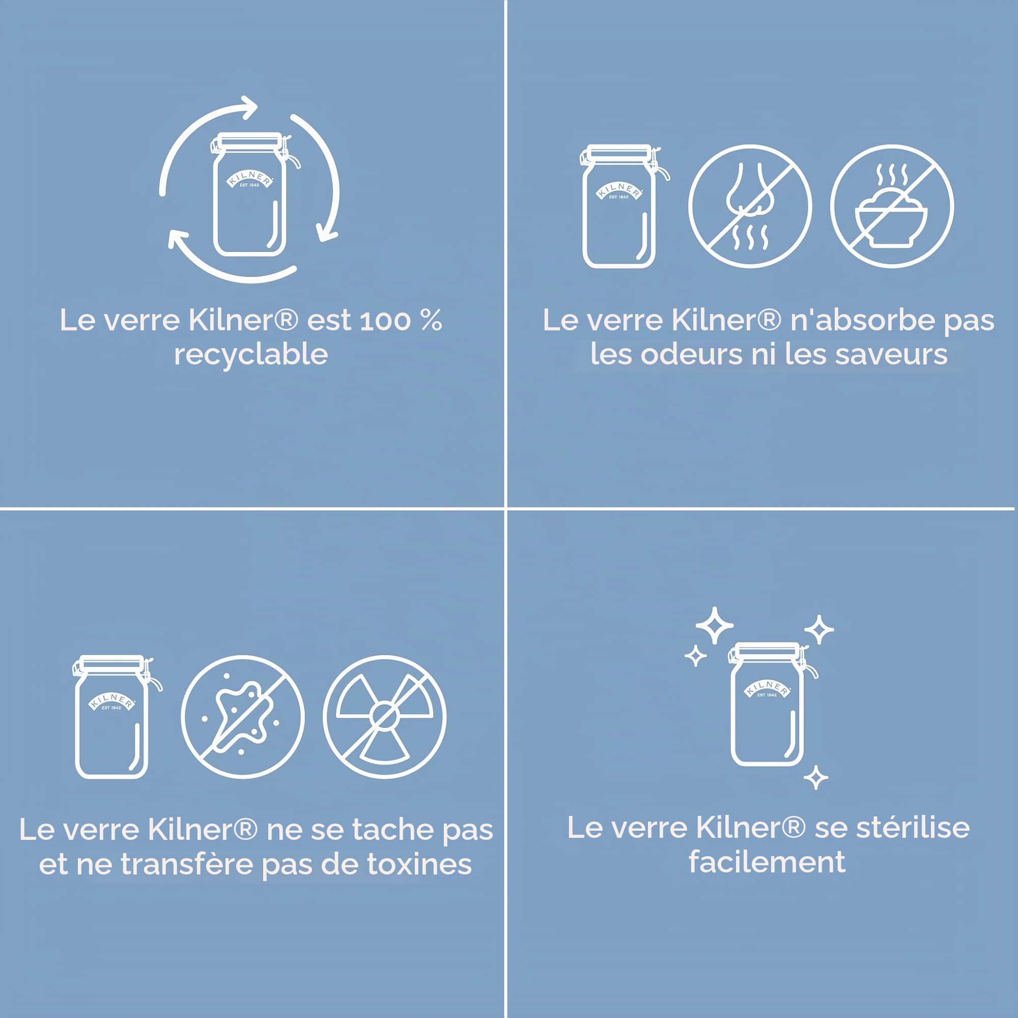 Kilner Bocal carré en verre hermétique de 3 l (3 000 ml) pour conserver des fruits entiers et des légumes et stocker des céréales, des pâtes, des biscuits pour animaux domestiques
