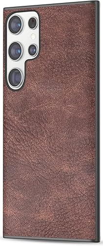SALAWAT Funda para Galaxy S22 Ultra, delgada, de piel sintética, vintage, a prueba de golpes, ligera, suave, TPU, carcasa protectora híbrida de