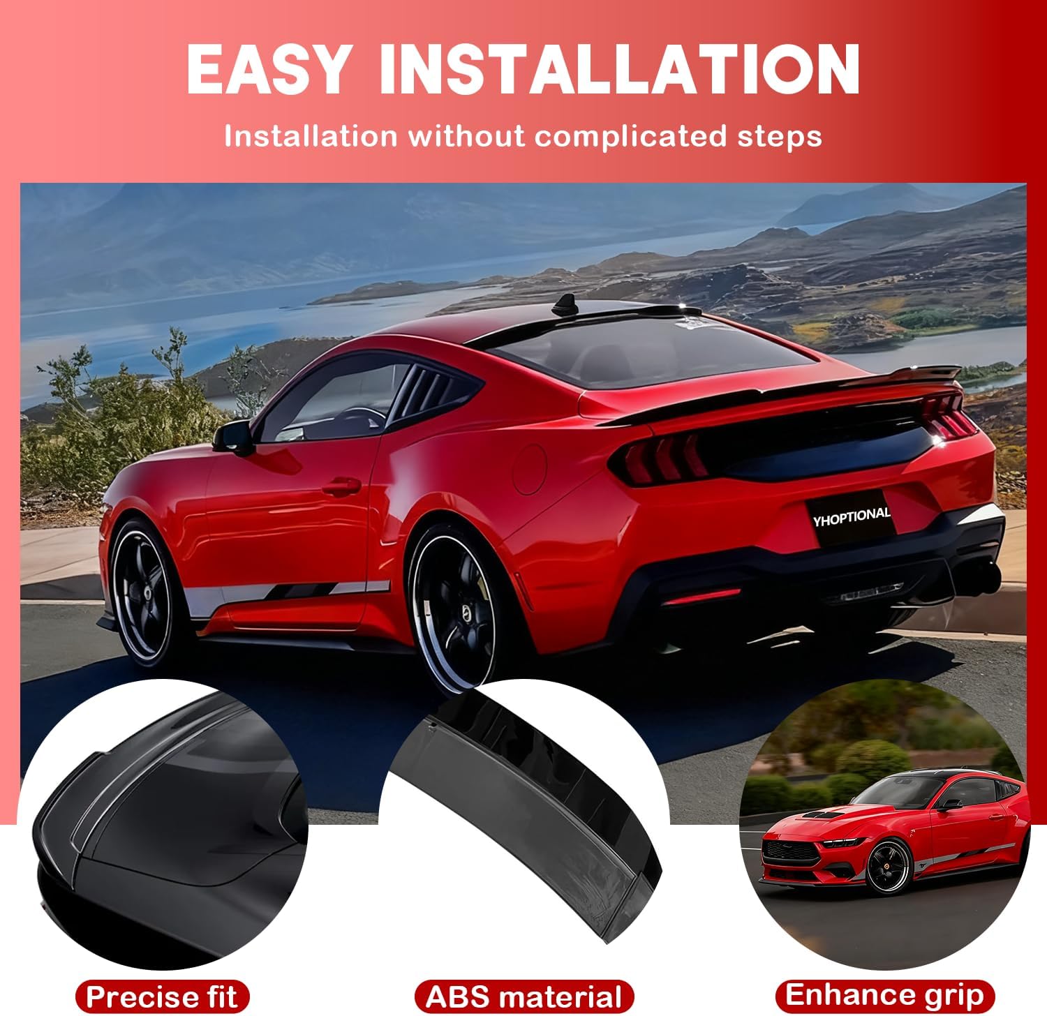 Rear Trunk Wing Spoiler for Ford Mustang 2024-2025, Replacement for 2024 2025 Mustang Ecoboost S650 Dark Horse GT Accessories Lower Ducktail Spoiler Rear Lip Body Kit (Gloss Black)
