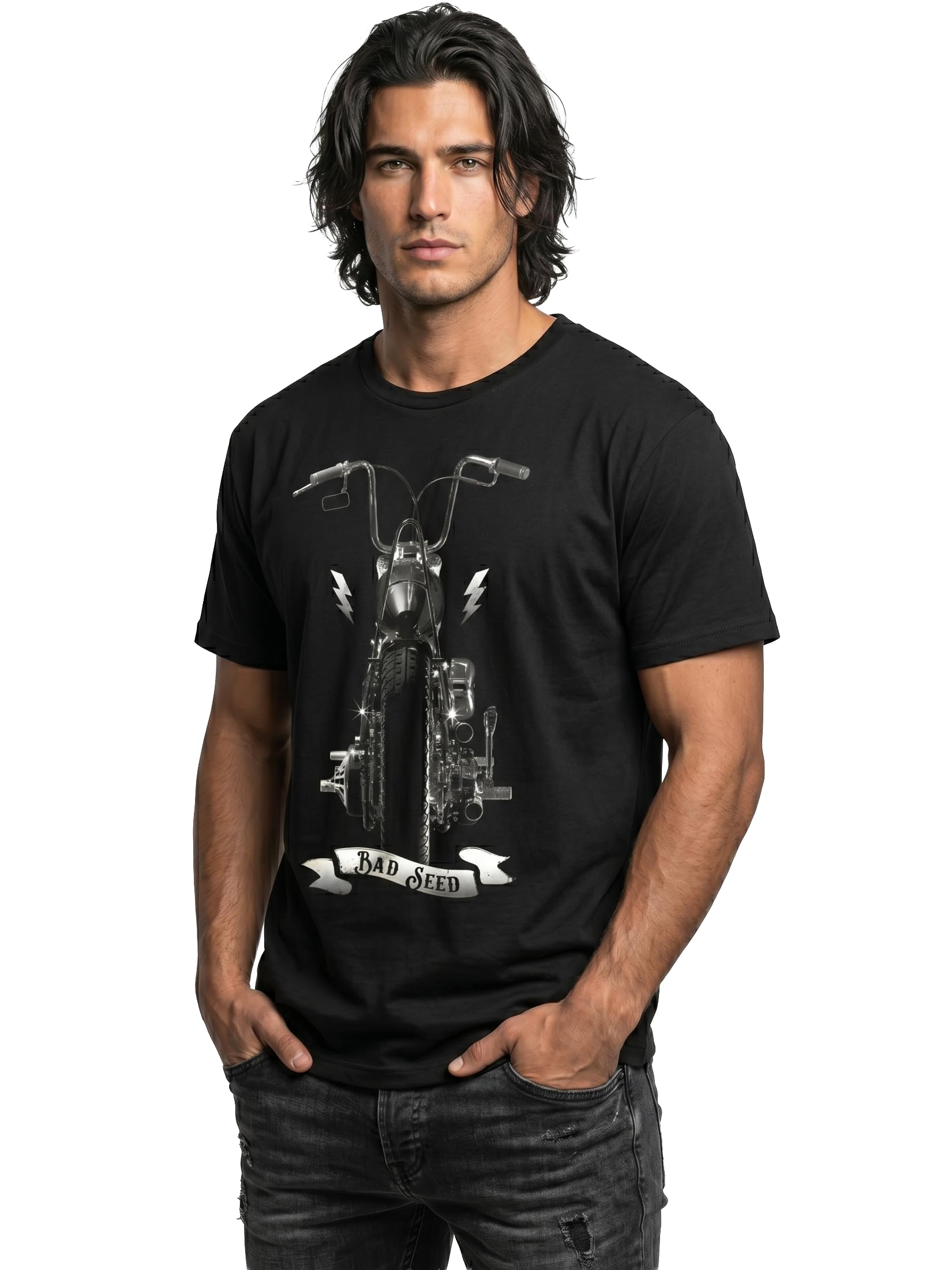 MAKAYA Maglietta Motociclista - T-Shirt con Stampa Moto Chopper Uomo