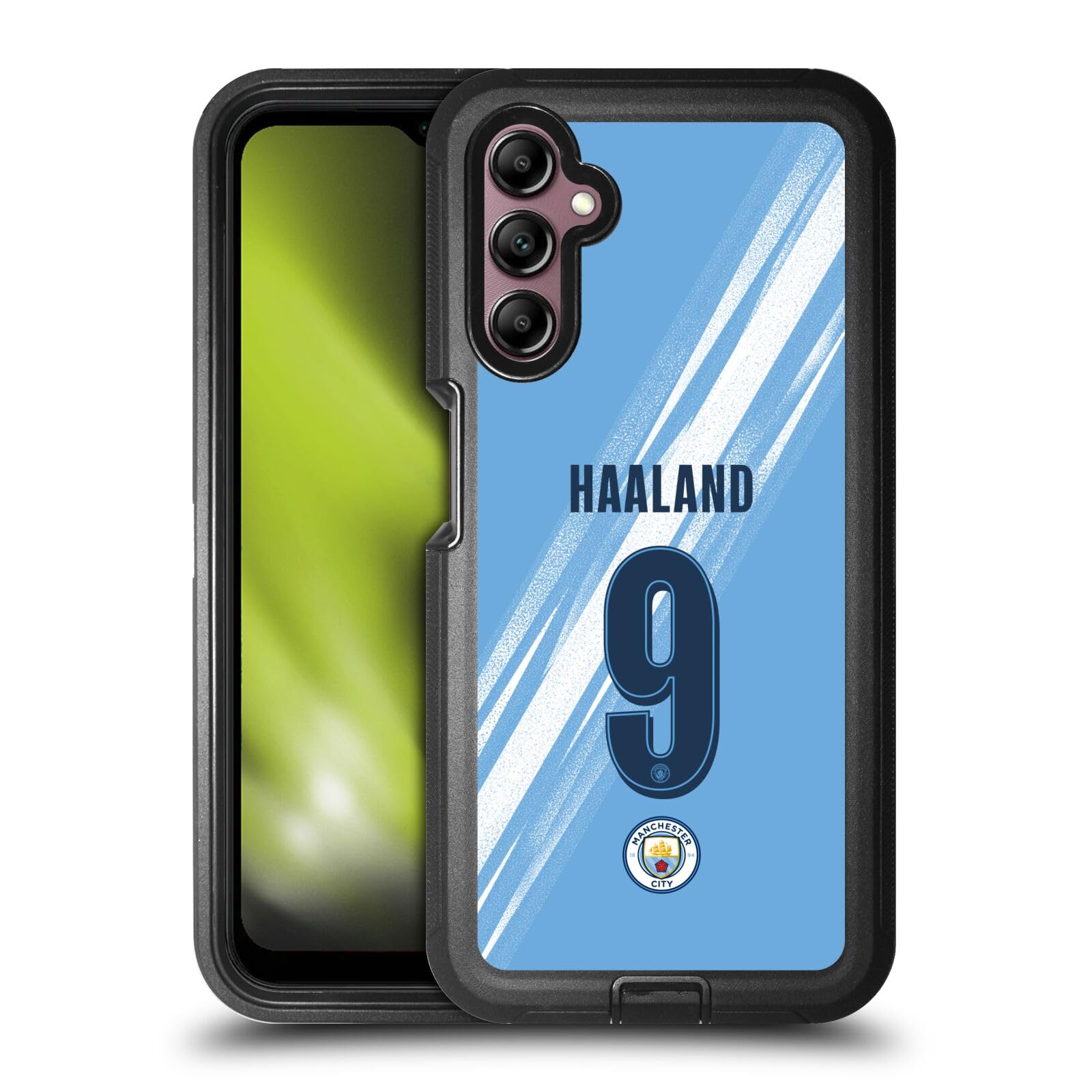 Head Case Designs Officially Licensed Manchester City Man City FC Erling Haaland 2025/26 Players Home Kit Ultra-Armoured Shockproof Case [Military Grade] Compatible With Samsung Galaxy A14 5G