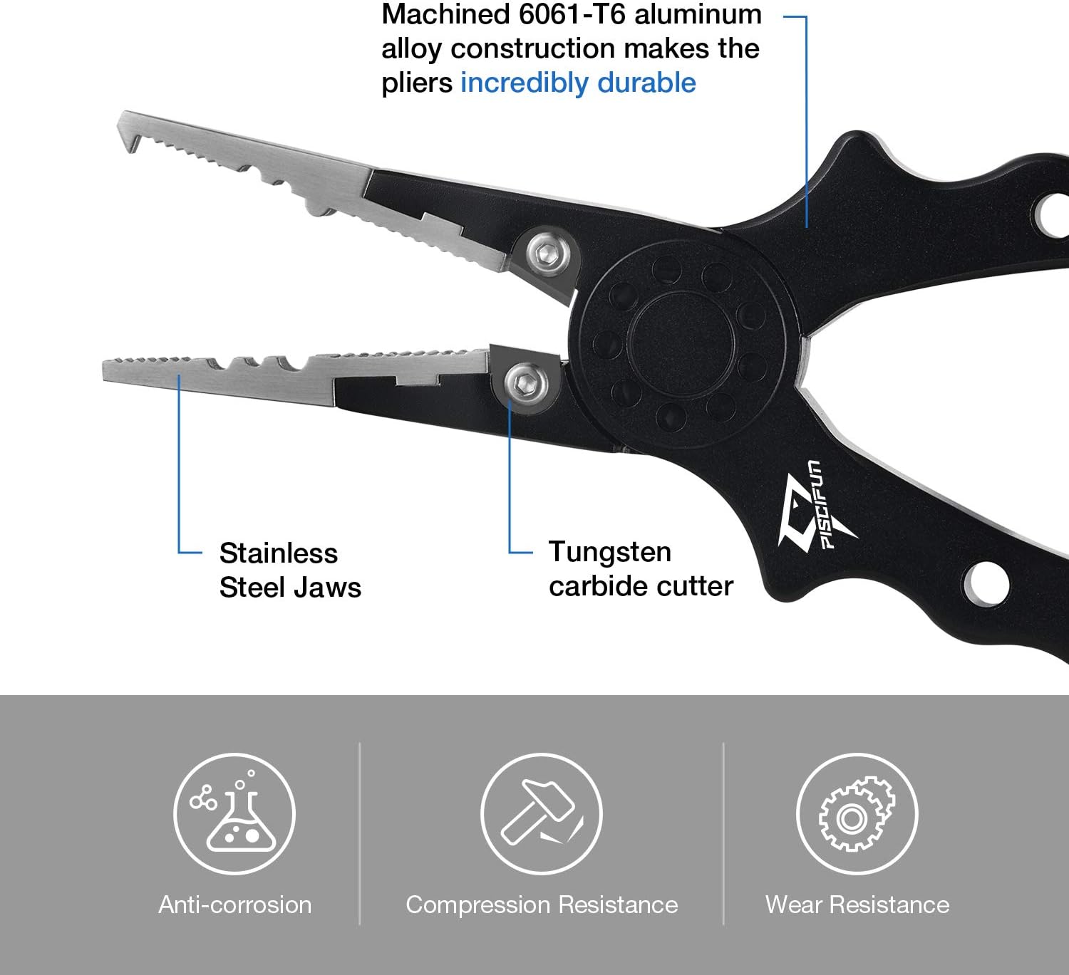 Piscifun Fishing Pliers Aluminum Braid Cutters Split Ring Pliers Hook Remover Fish Holder with Sheath and Lanyard : Sports & Outdoors