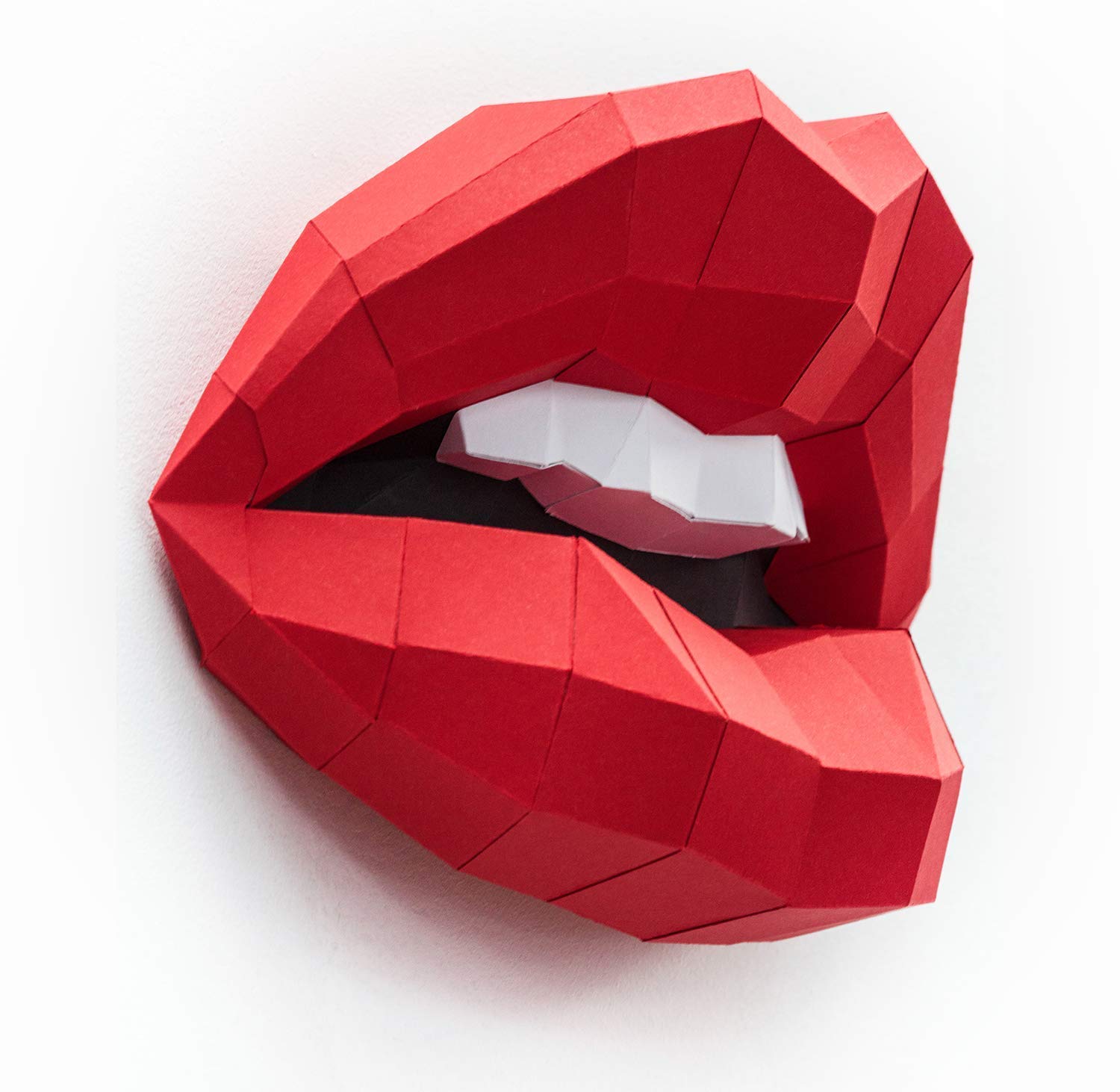 kit DIY PAPERCRAFT XL labios sensuales de mujer boca NUEVO PUZZLE 3D MODERNO montar por uno mismo para la decoración de la pared escultura de papel low poly