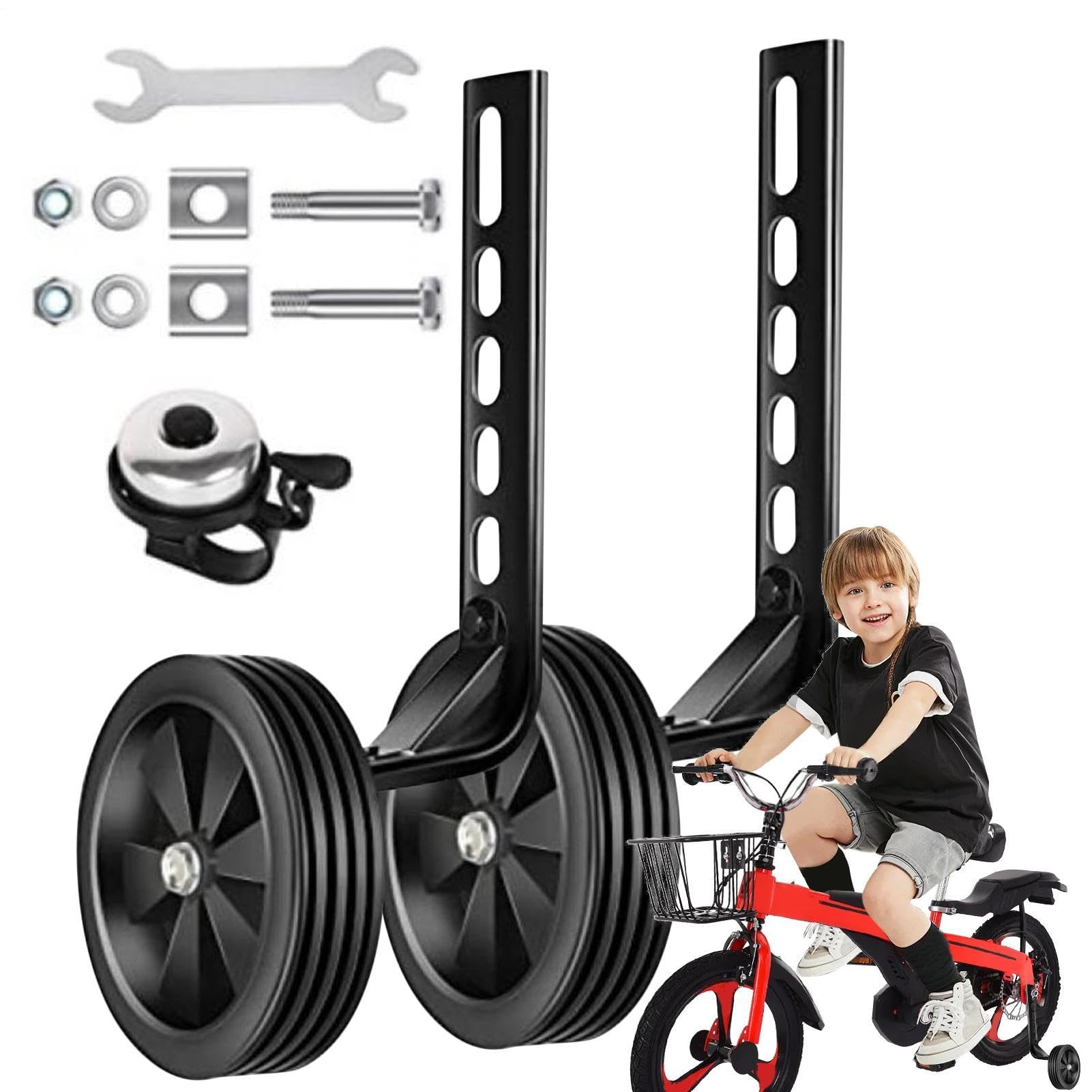 12-20 Inch Stabilisers for Bicycles, Adjustable Children's Bicycle Support, Safe Motorcycle Accessories, Sturdy PVC and Metal Wheels, Learning Set for Confident Children