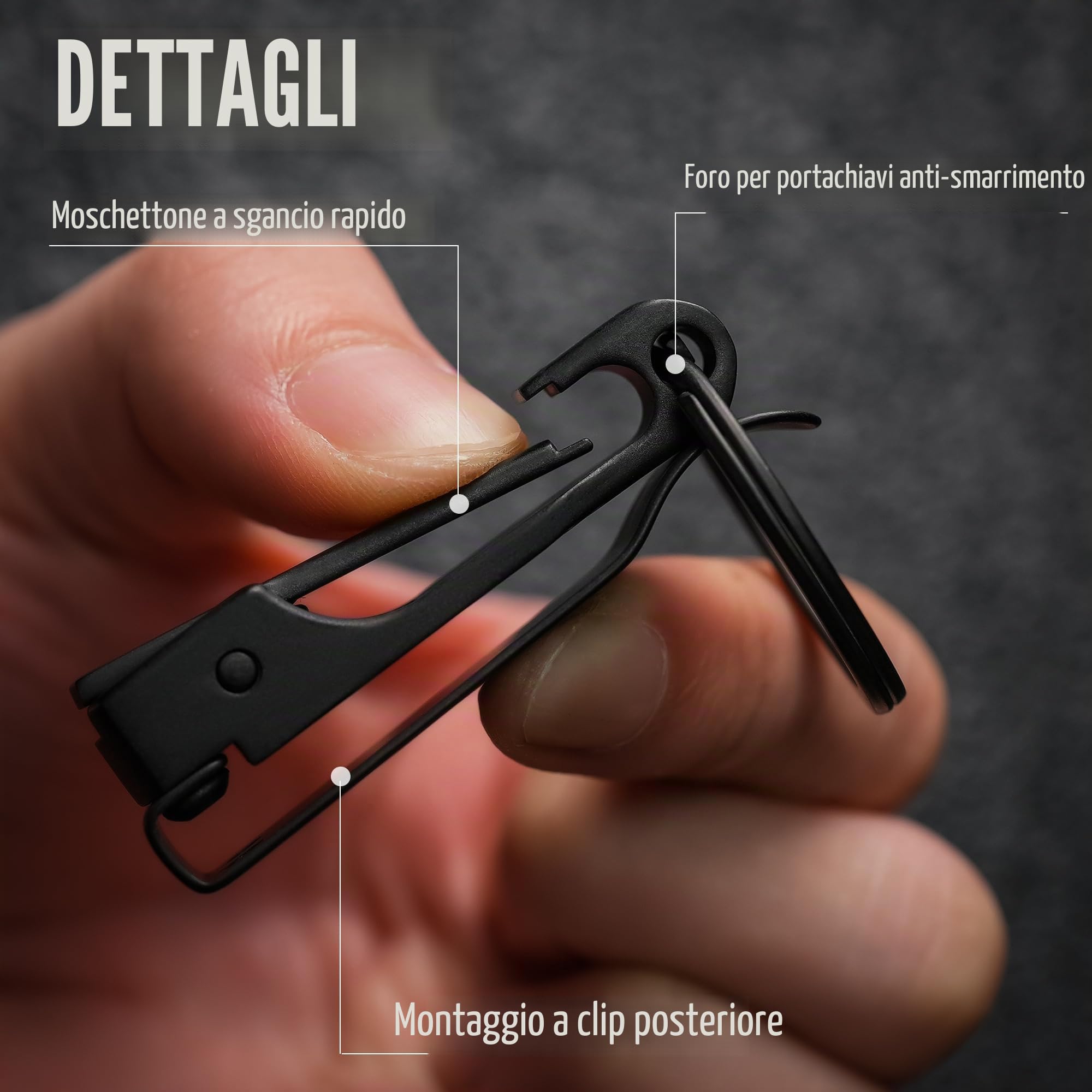 KeyUnity KS02 EDC Portachiavi da cintura Clip a sgancio rapido, anello portachiavi con clip per cintura in acciaio inossidabile per pantaloni, jeans