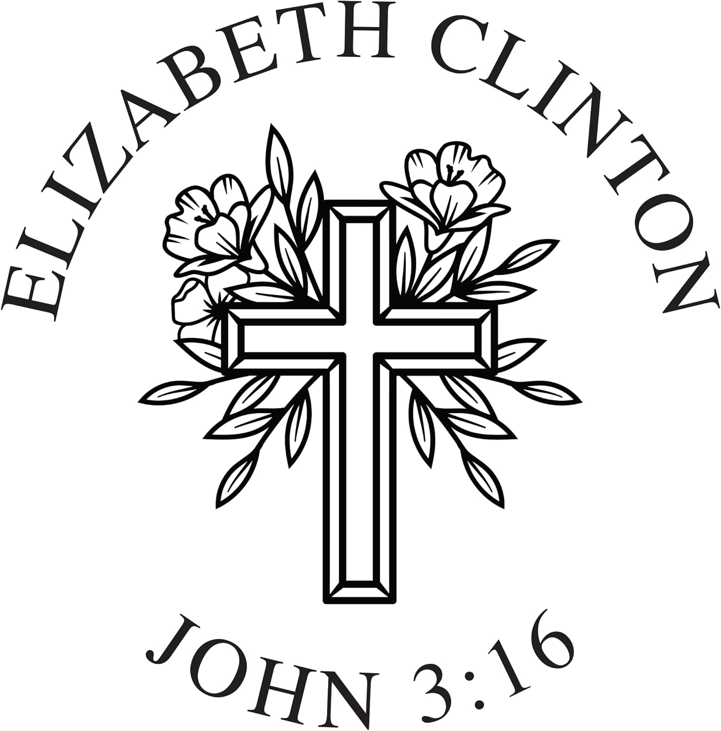 Personalized Bible Verse and Religious Cross Stamp or Book Embosser with Name in Classic Font. Wooden Stamp, Self Inking Stamp or Embosser (Cross Style #3)