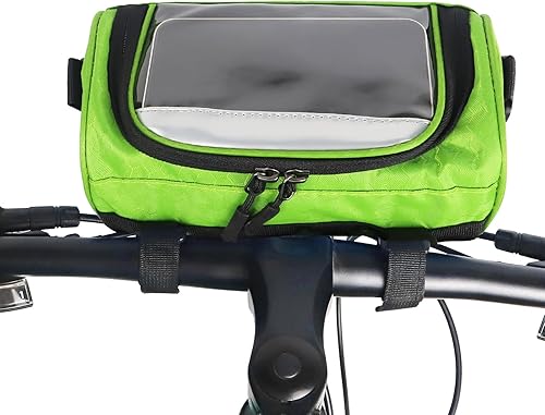 ZUKKA Bolsa de manillar de bicicleta de gran capacidad, ajustable, impermeable, con bolsa transparente, pantalla táctil para manillar de bicicleta,