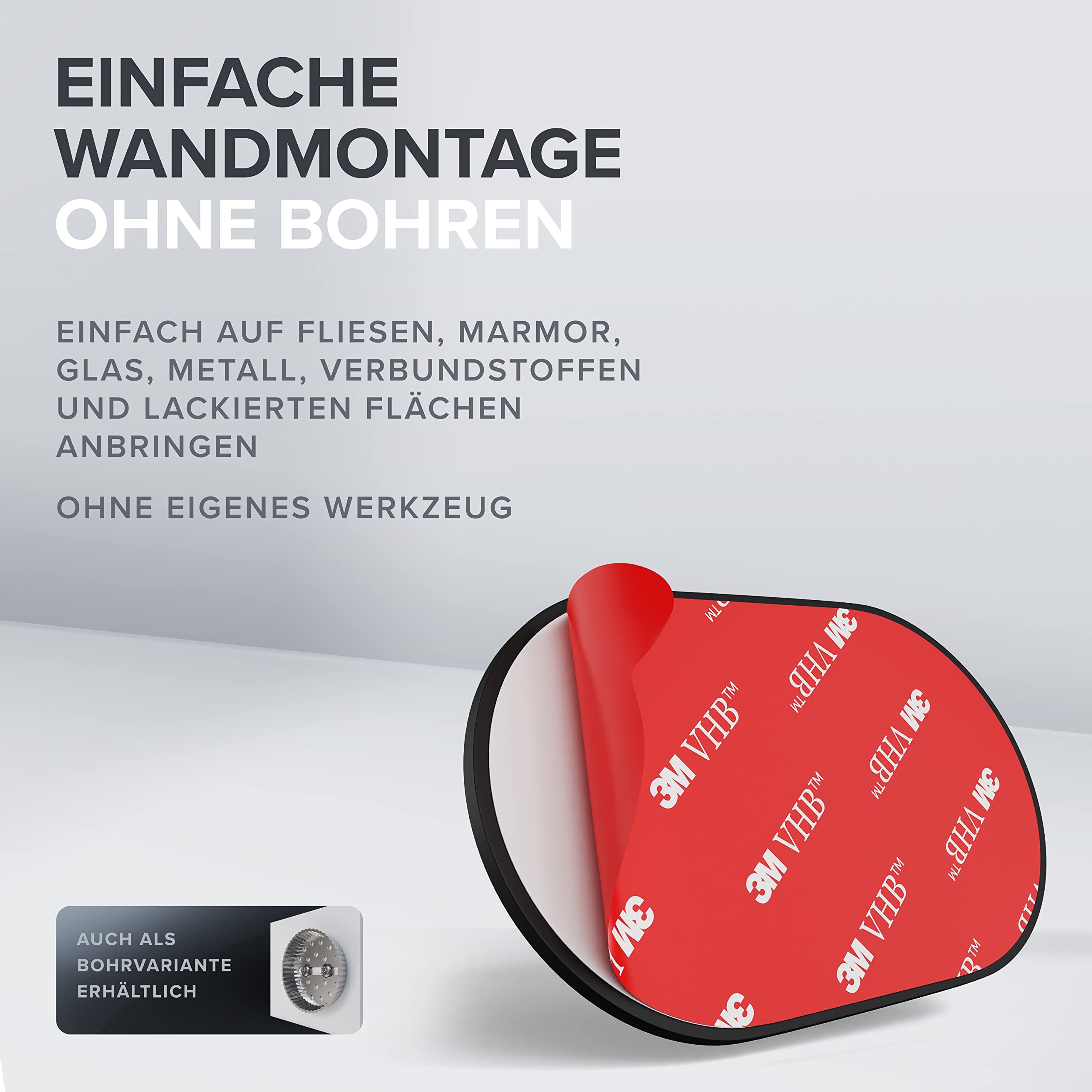 ovimar Toilettenbürste Finnkona | schwarz | Wandhalterung ohne Bohren | Silikon Klobürste | Belüftungsfunktion | zum Kleben | aus pulverbeschichtetem Edelstahl | WC Bürstenkopf wechselbar
