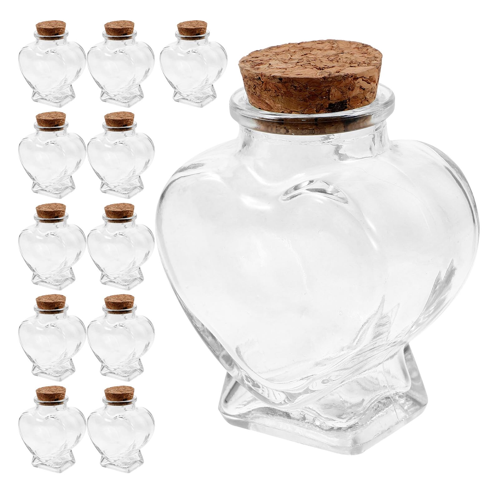 Toyvian 12 Bottiglie di Vetro a Forma di Cuore con Tappo di Sughero Mini Barattoli Decorativi Trasparenti per Messaggi dei Desideri Forniture per Feste di Nozze e Lavoretti Creativi
