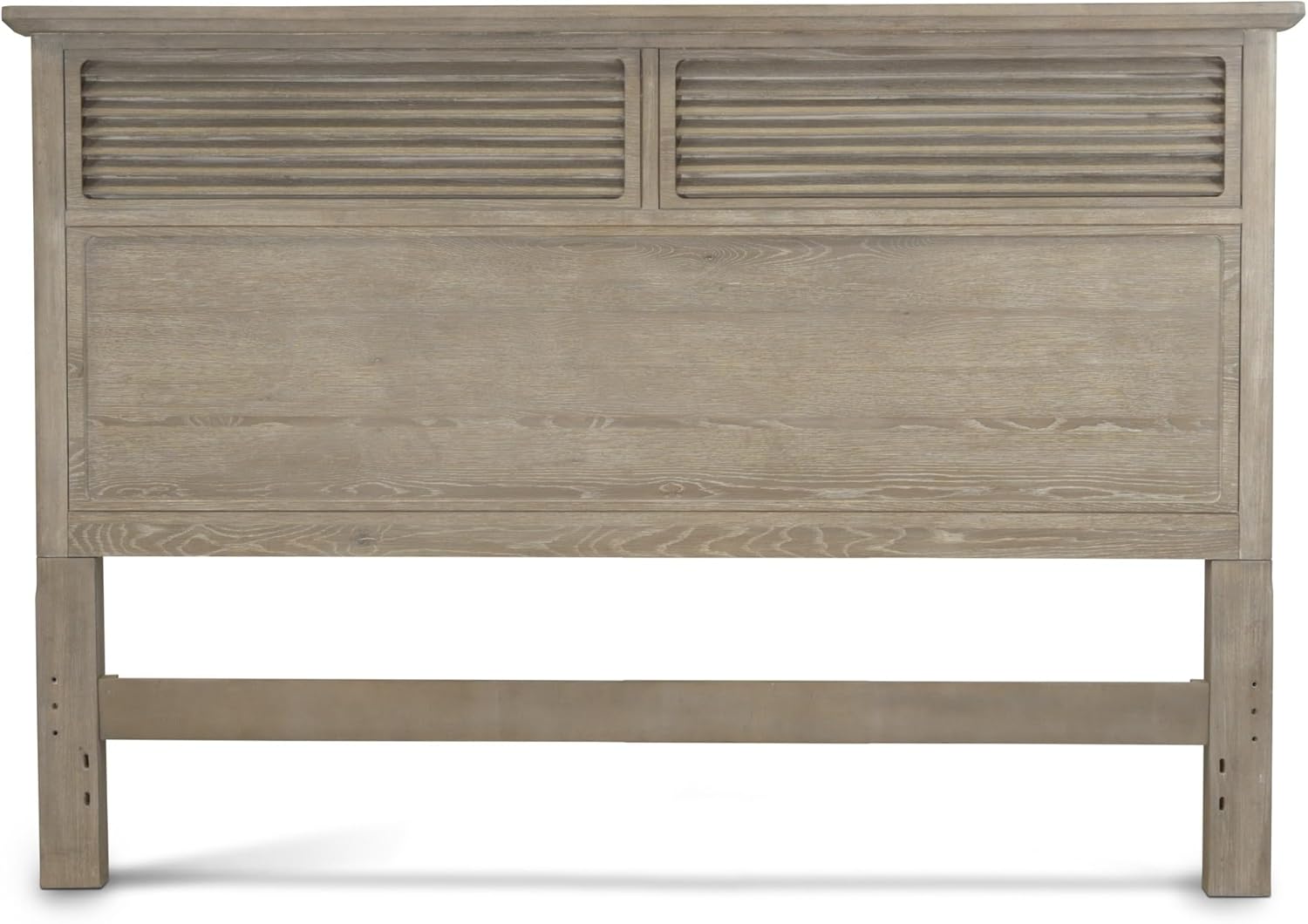 Sea Winds Cape May King Headboard Solid White Oak Wood Coastal Transitional Style 83 Inch Width Glazed Driftwood Finish Tan Brown