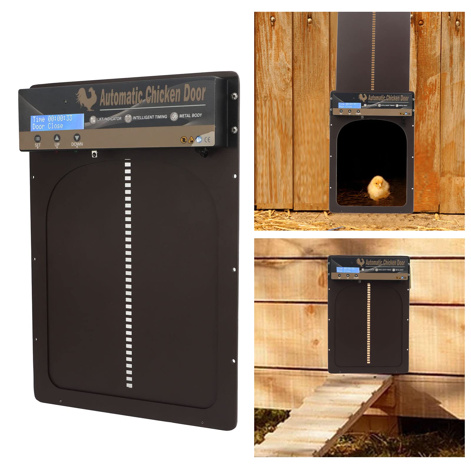 Apriporta Automatico per pollaio Porta per polli Automatica Leggera in Alluminio con sensore di Luce Porta per polli con Timer programmabile
