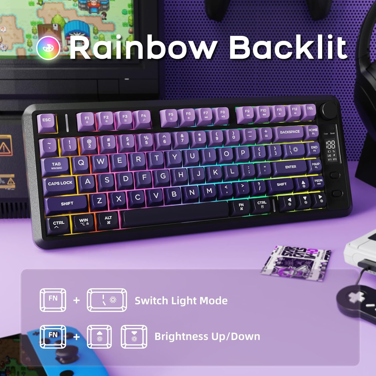 Rainbow Backlight Controls on FREEWOLF M75 Keyboard