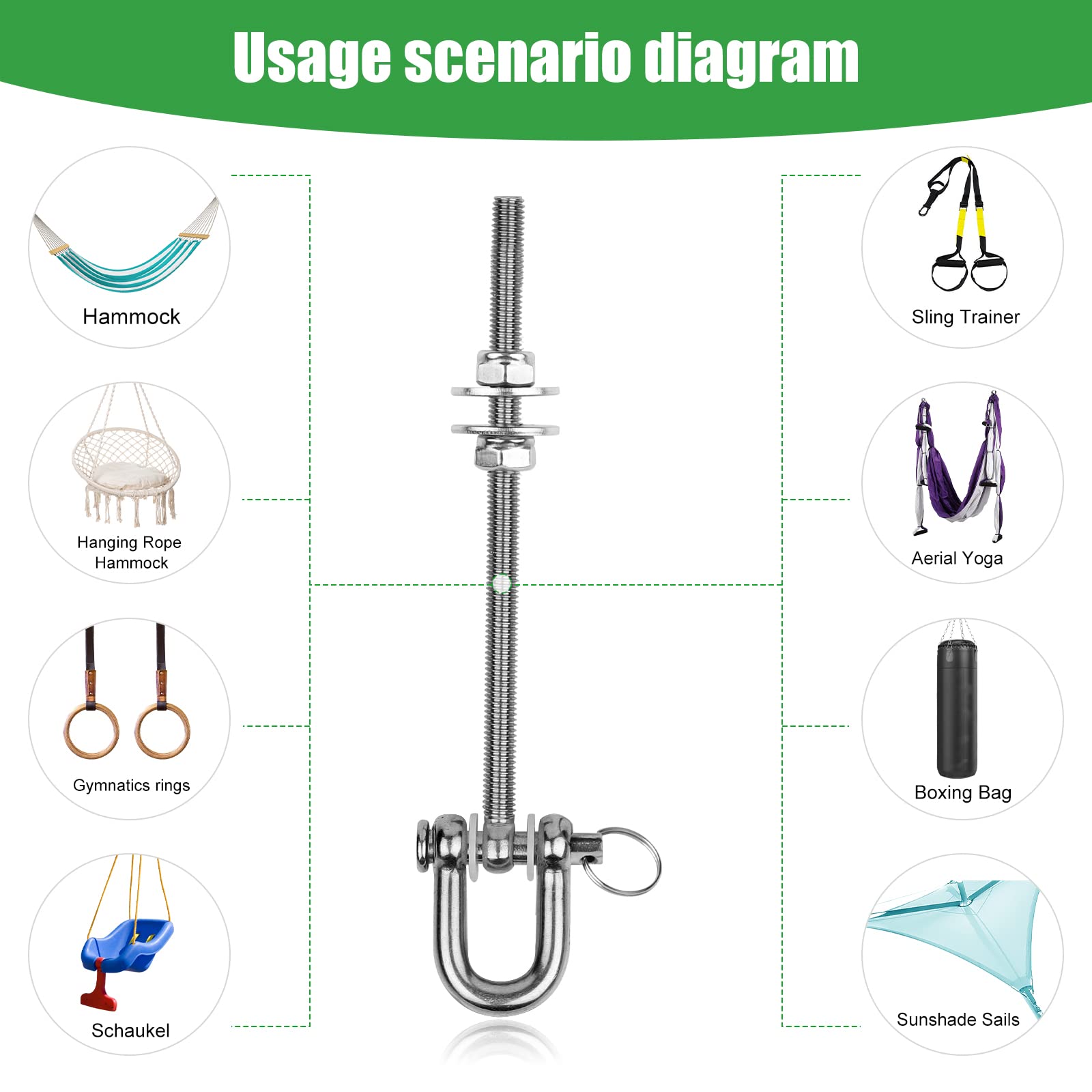 2 Pièces Crochet Balancoire,Acier Inoxydable Crochets De Suspension