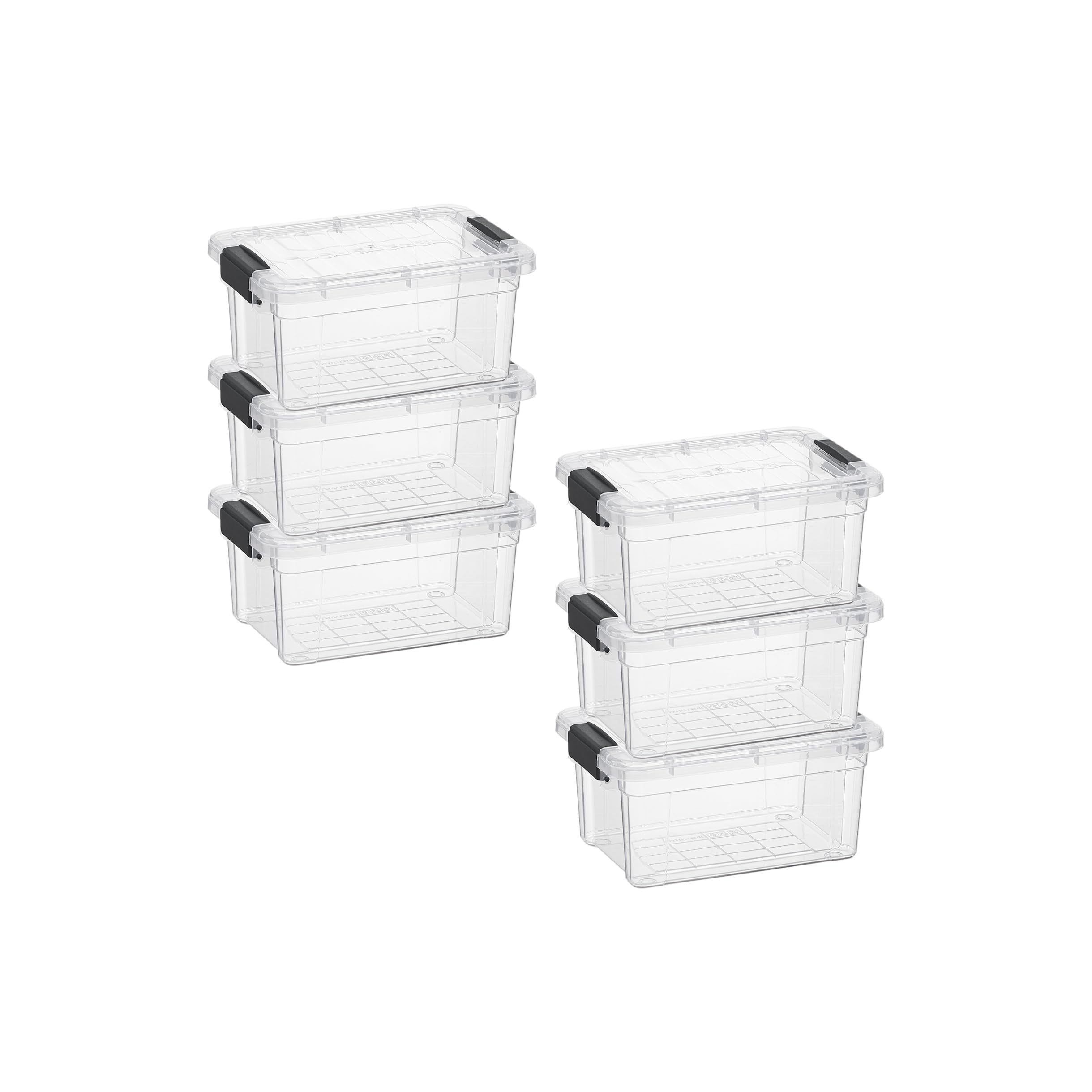 Superio 1.05 Quart Mini Clear Plastic Storage Container with Lid, Stackable Small Organizer Box for Crayons, Art Supplies, Beads, Sewing, Stationery &amp; Food Storage, 6 Pack