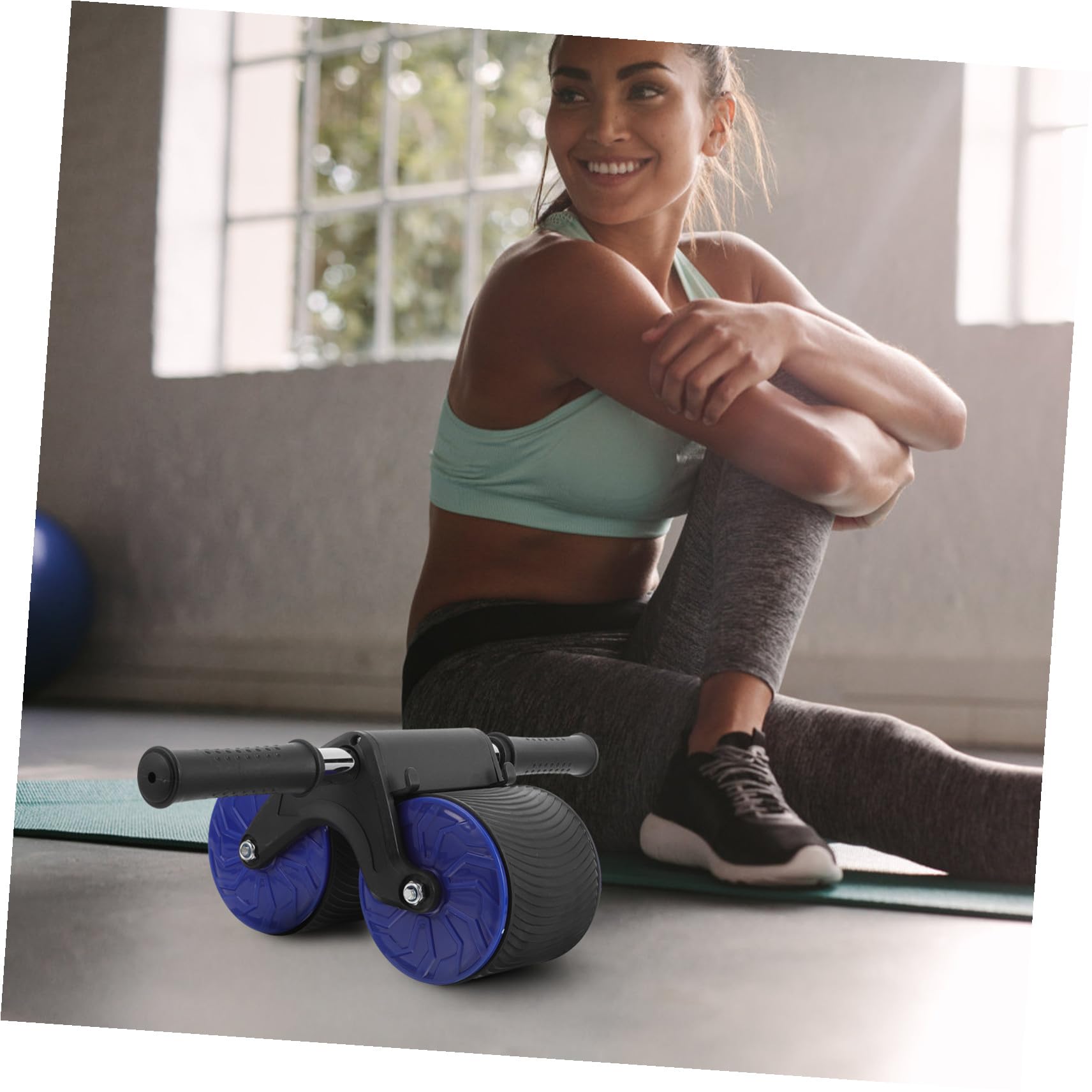 GANAZONO Rodillo Abdominal con Ruedas Antideslizantes y Cojín Equipo Fitness Profesional para Casa y Gimnasio Entrenamiento Muscular Eficaz para Abdominales y Yoga de Azul