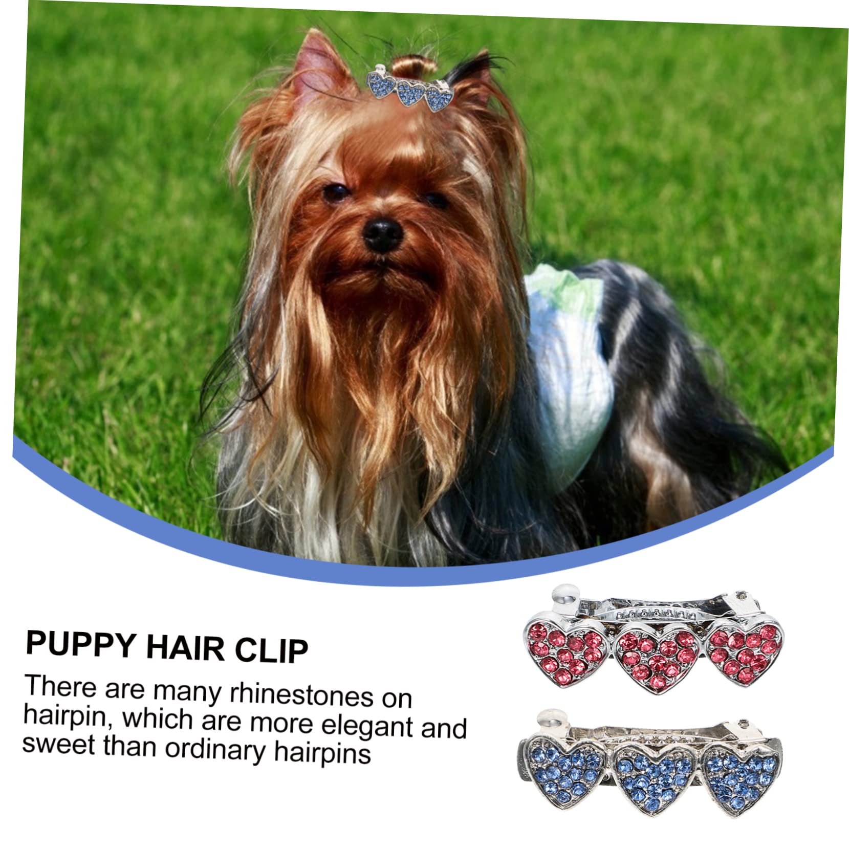 Amazon | Kisangel 2個犬用ヘアクリップ ハート型 装飾ペットヘアピン