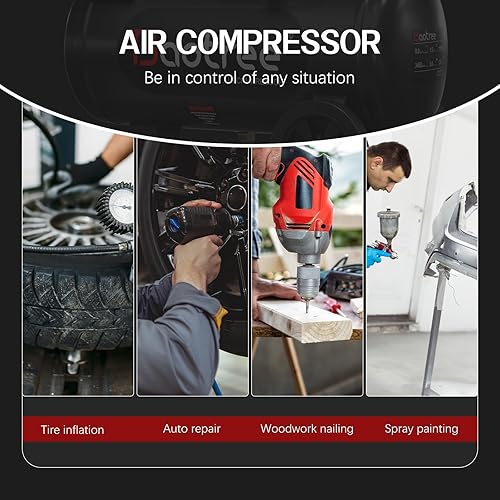 Miniatura 8 de Compresor de aire ultra silencioso sin aceite de 8 galones portátil, máximo 115PSI 1.5HP 4.52CFM 70dB Compresor de aire de bajo ruido para