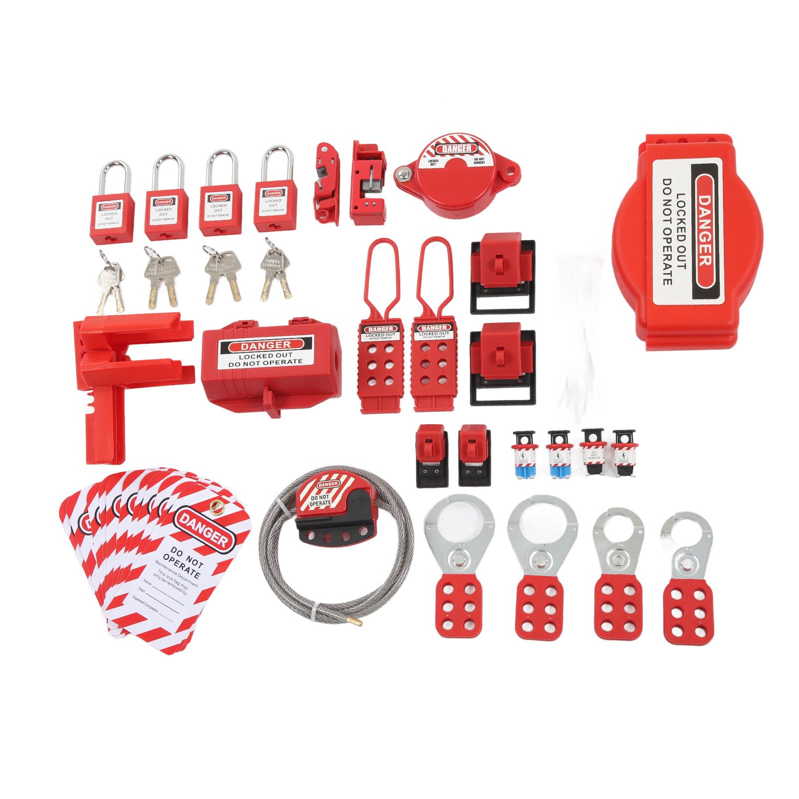 Kit de Etiquetado de Bloqueo de 47 Piezas, Cerraduras Seguras para Equipos Industriales, Juego de Combinación de Candados de Seguridad Eléctrica con Etiquetas de Seguridad,