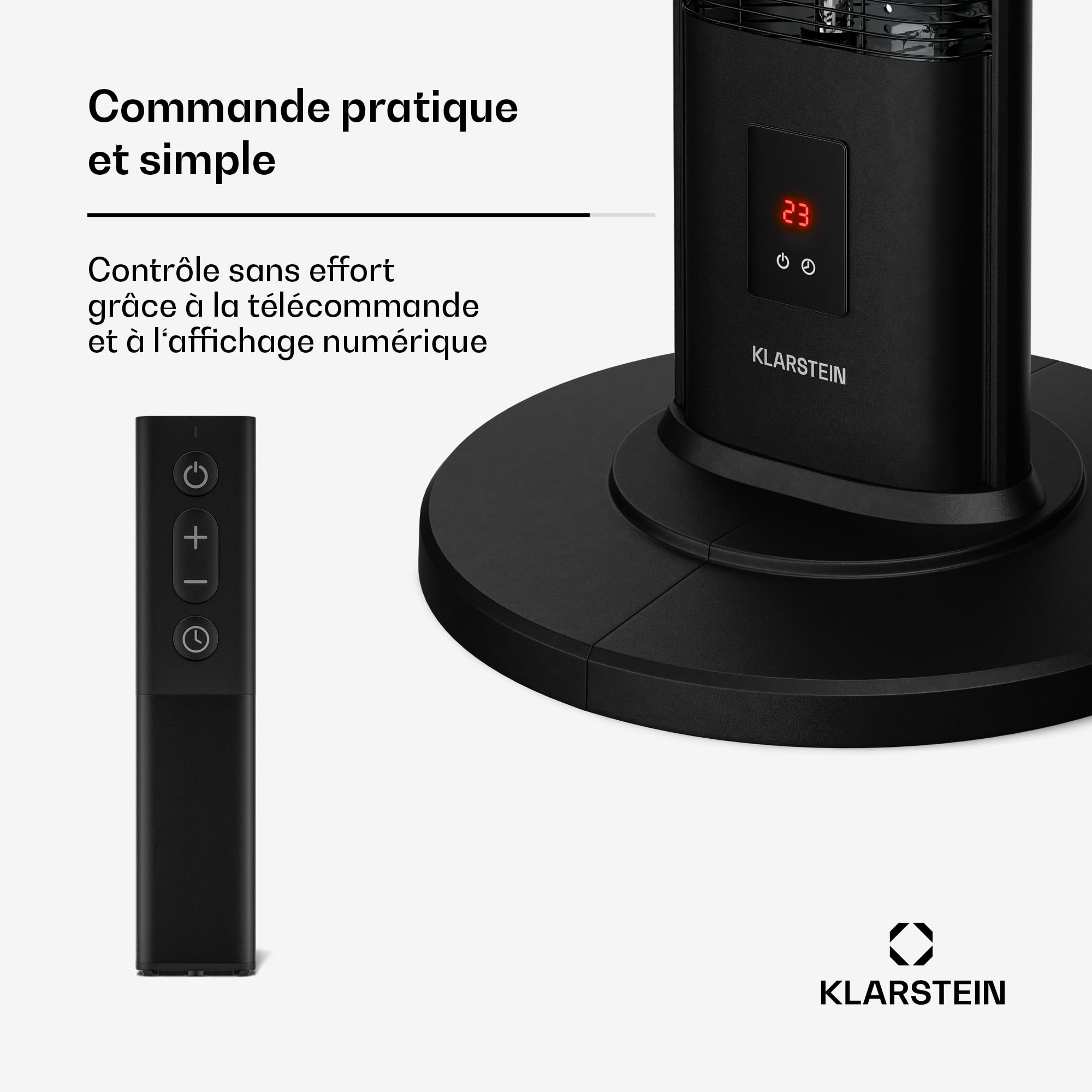Klarstein BlazeTower Chauffage Infrarouge sur Pied - 2000W, 3 Niveaux, IP45, Télécommande, Minuterie, Protection Anti-Basculement - Radiateur Infrarouge Extérieur Terrasse