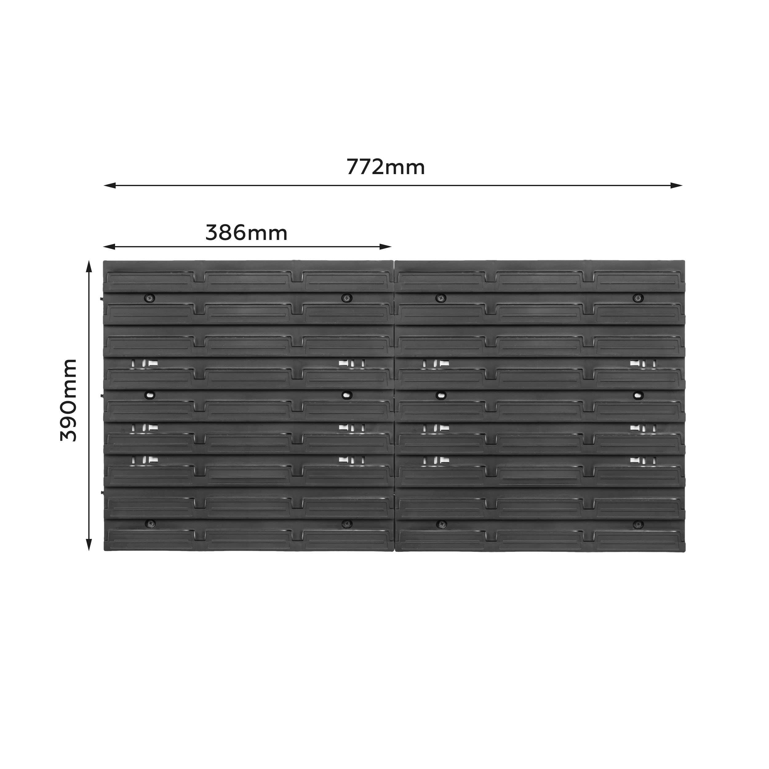 Sistema de almacenamiento para taller | 78 x 39 cm | 21 unidades | Estantería de pared con cajas apilables – placas de pared extrafuertes – Estantería perforada para vehículos de mercancías o garaje