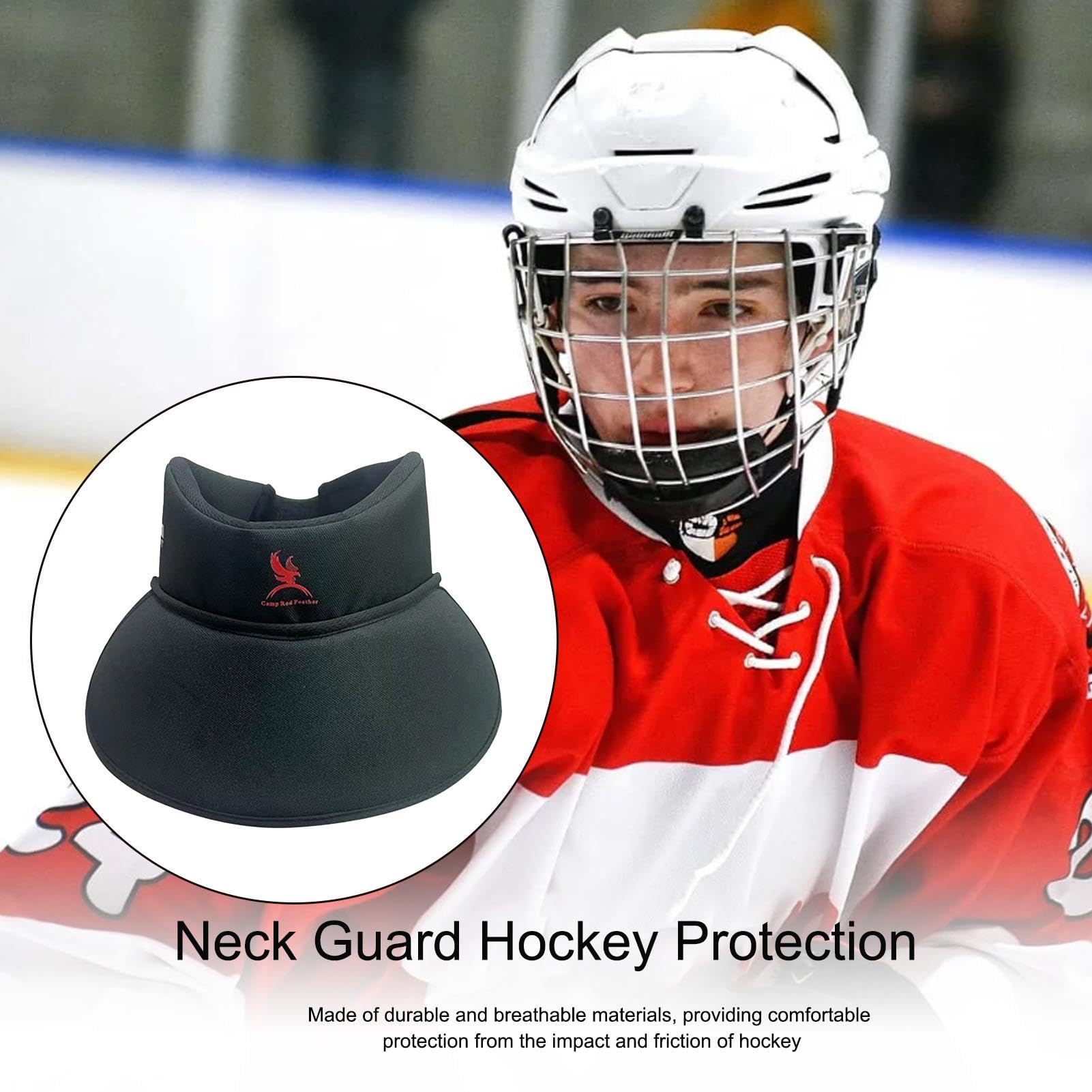 Protège-Cou de Gardien de But de Hockey, protège-Cou de Hockey pour Adulte - Protège-Cou de Hockey sur Glace réglable, protège-clavicule | Protection Ergonomique et Respirante du Cou et de la