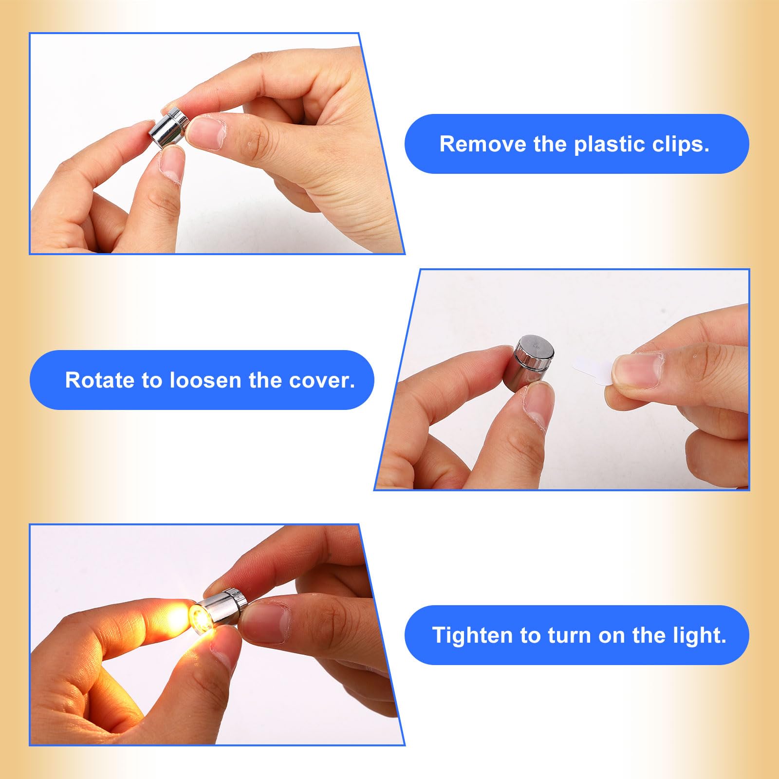 10pcs LED Mini Lights, Plastic Mini Electric Lights for Dollhouse Included Battery Adhesive Backing Dollhouse Accessories for Paper Lantern Party Decoration Crafts (Warm White, White) - 4