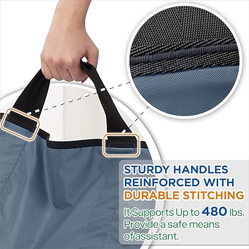 Miniatura 10 de Almohadilla de cama multiusos de 55 x 36 pulgadas con asas reforzadas, sábana para paciente reutilizable y lavable para girar, levantar y Negro