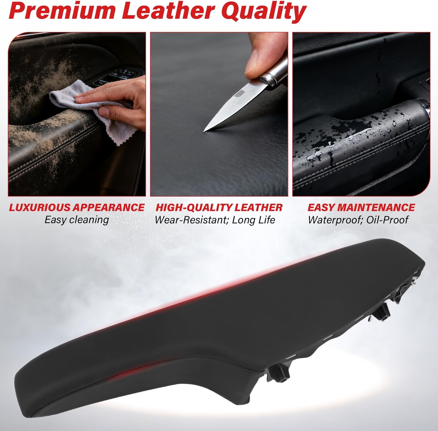 Front Door Armrest Trim Set for Dodge Charger & Chrysler 300 2011-2023, Left Driver Right Passenger Side Inner Door Armrest, Replaces 1WK37DX9AB 1WK36YSAAB,Black Leather Interior Cover