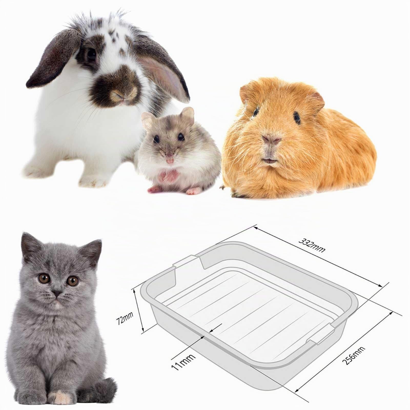 4BIG.fun Set Katzentoilette mit Reinigungssieb und Erste Schalentoilette für Kätzchen Katzenbabys Kaninchen Katzenklo Reinigungssieb Beige