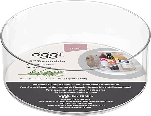 Miniatura 5 de OGGI Organizador giratorio de pared alta Lazy Susan de 9 pulgadas para cocina, despensa, organización y almacenamiento. Ideal como un estante