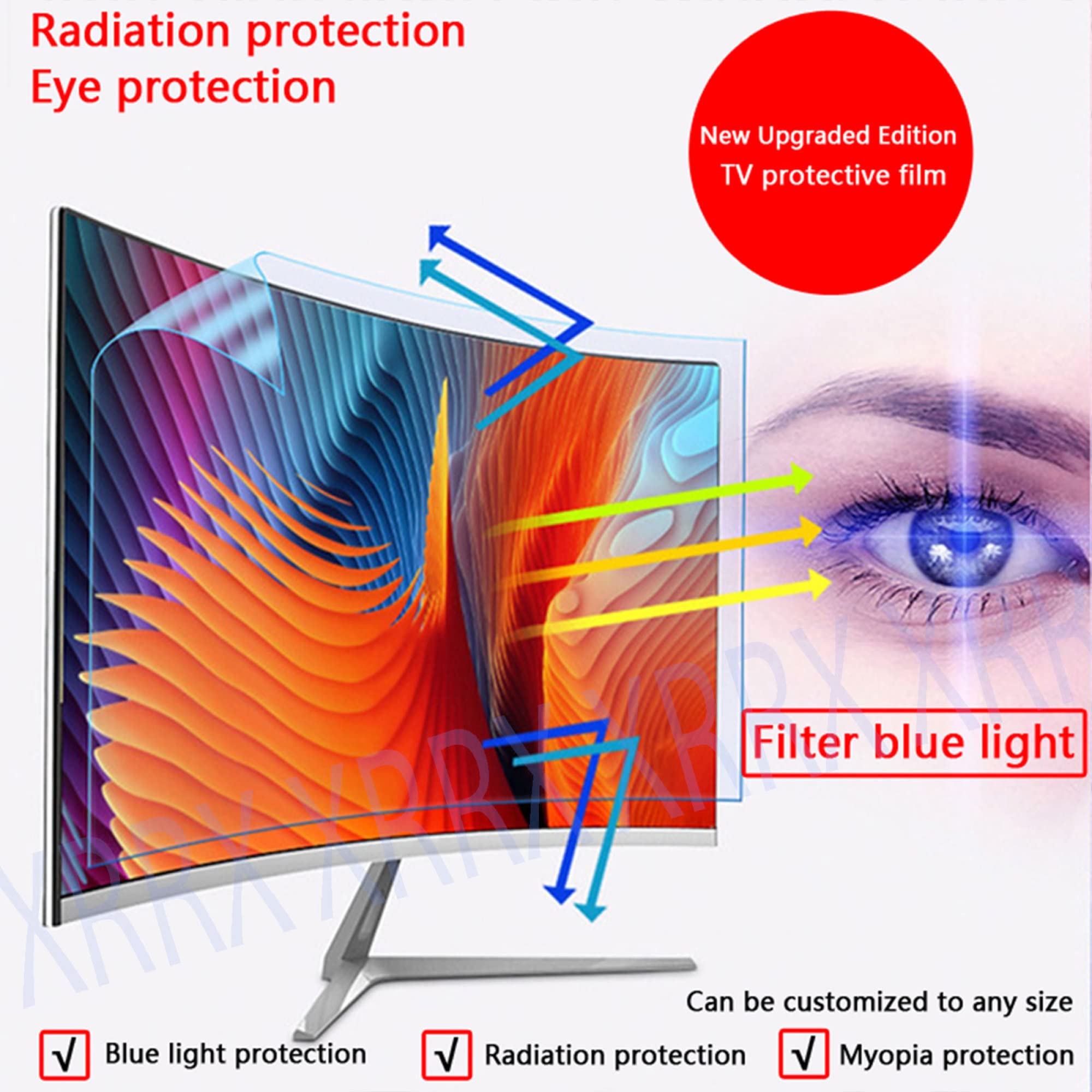 folia ochronna do telewizora, z AntiGlare-65in LCD Ochrona oczu Film telewizyjny AntiBlue Light Brak bąbelków przed zarysowaniami dla telewizorów HDTV LED, 4K OLED i QLED