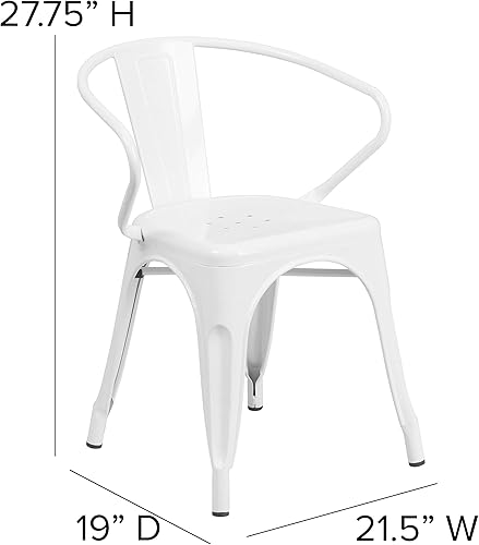 Miniatura 3 de Flash Furniture silla de metal con apoyabrazos, Metal, Blanco