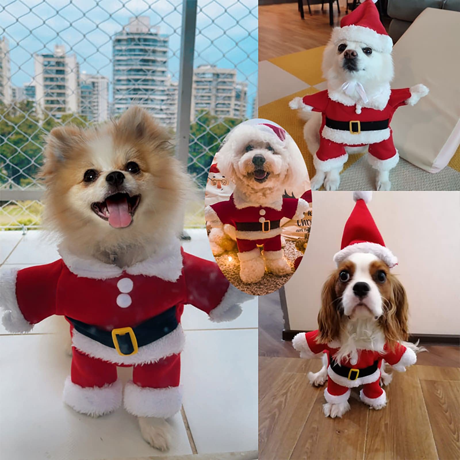 Disfraz de Papá Noel para perro de Navidad, ropa de Papá Noel, sombrero para mascotas, perros, gatos, fiesta, Año Nuevo, divertido cosplay (XXL)