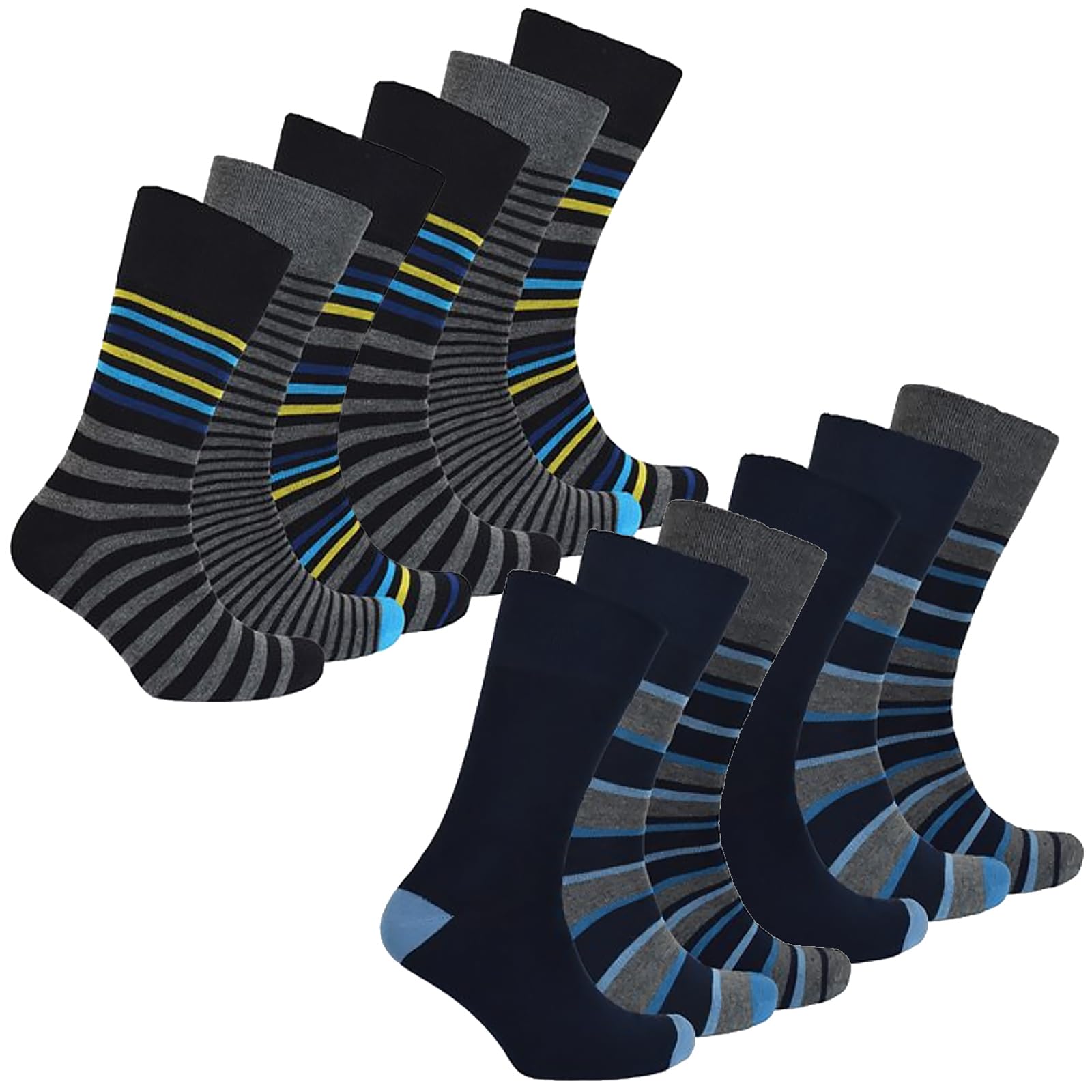 Sock Snob Unisex Assorted 12 Pairs Mens Extra Wide Non Elastic Bamboo Socks