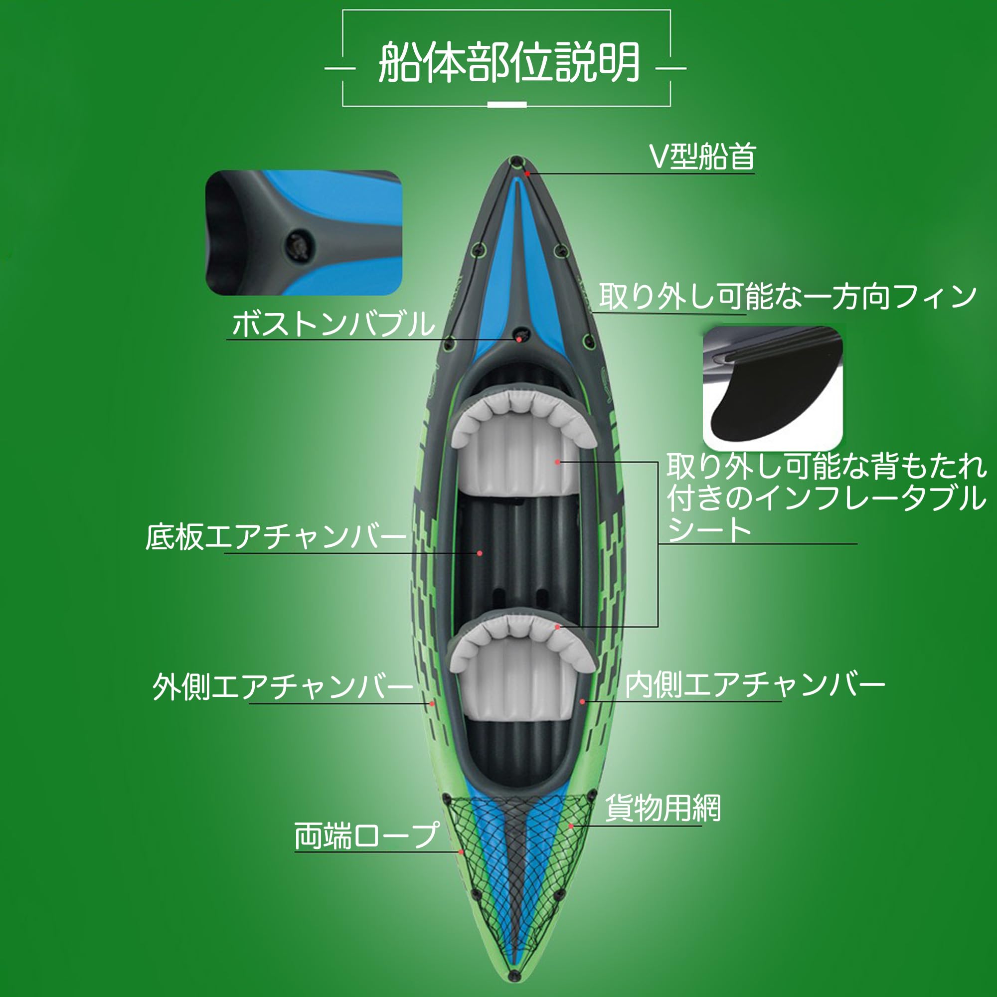 Amazon | カヤック ゴムボート インフレータブルボート 耐荷重