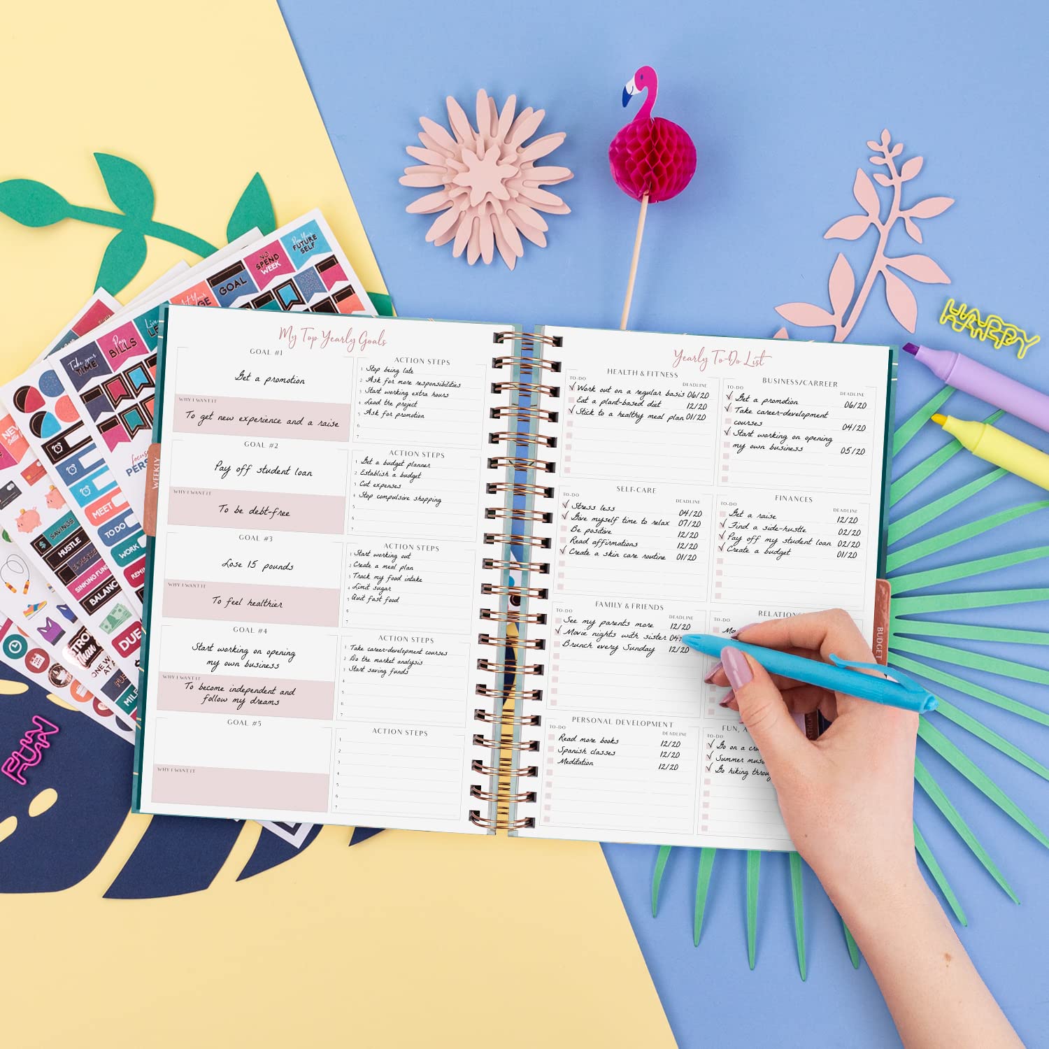 PLANBERRY Planer tygodniowy premium – niedatowany organizer życia i planer budżetu – zarządzanie czasem, wyznaczanie celów, lista rzeczy do zrobienia, równowaga między życiem zawodowym a prywatnym i