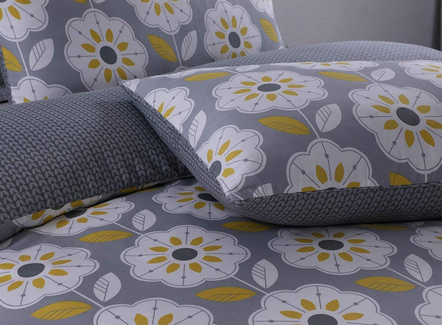 Indus Textiles 100% Egyptian Cotton 220 Thread Duvet Cover Set Easy Care Reversible Printed Hotel Quality Duvets,Daffodil - Single - Image 5