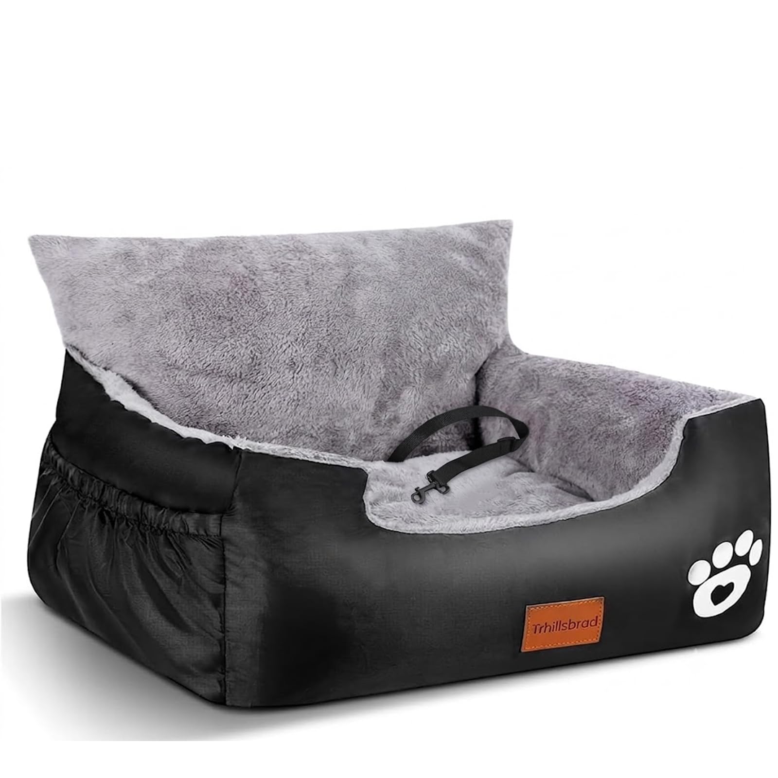 Hunde Autositz, 70x60x45cm, 2 Ansteckbare, Verstellbare Sicherheitsleinen, Auto-Hundebett für kleine Hunde, komplett Abnehmbarer und Waschbarer Autositz für Haustiere mit 2 Aufbewahrungs